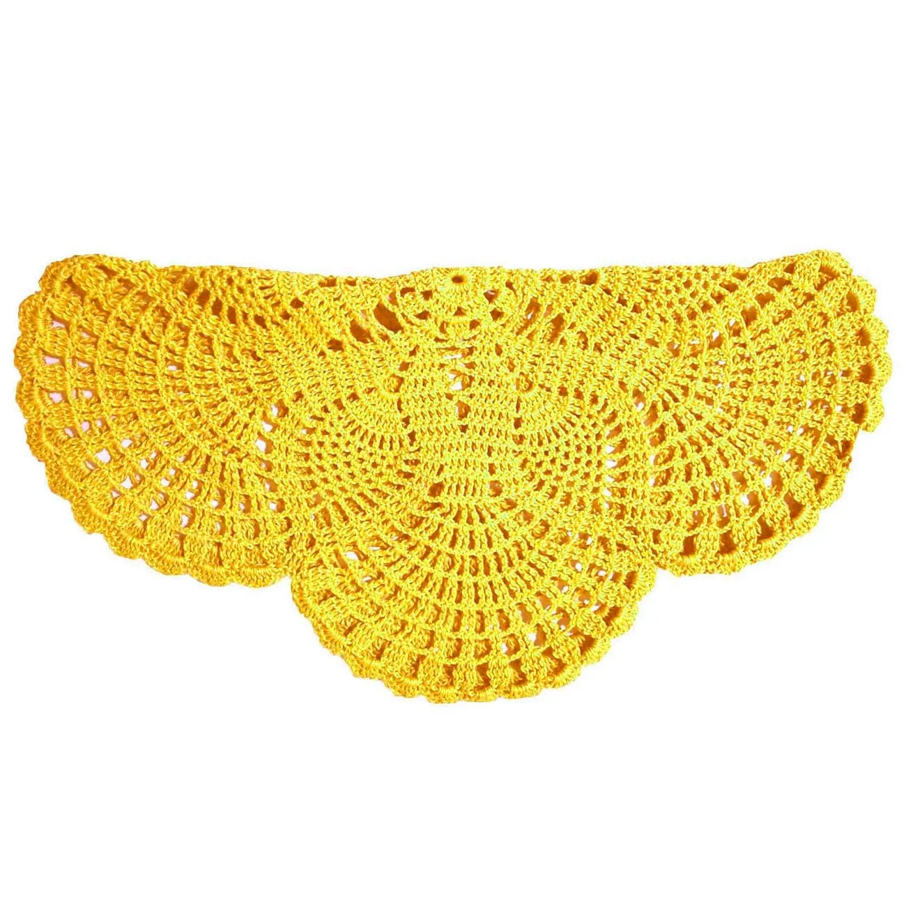 BOMHCS Centrino in pizzo fatto a mano all'uncinetto, rotondo, da 39,4 cm a 44,5 cm, con 6 petali e fiori, sottobicchieri, vintage, per vasi, tazze (1, giallo) - immagine 2