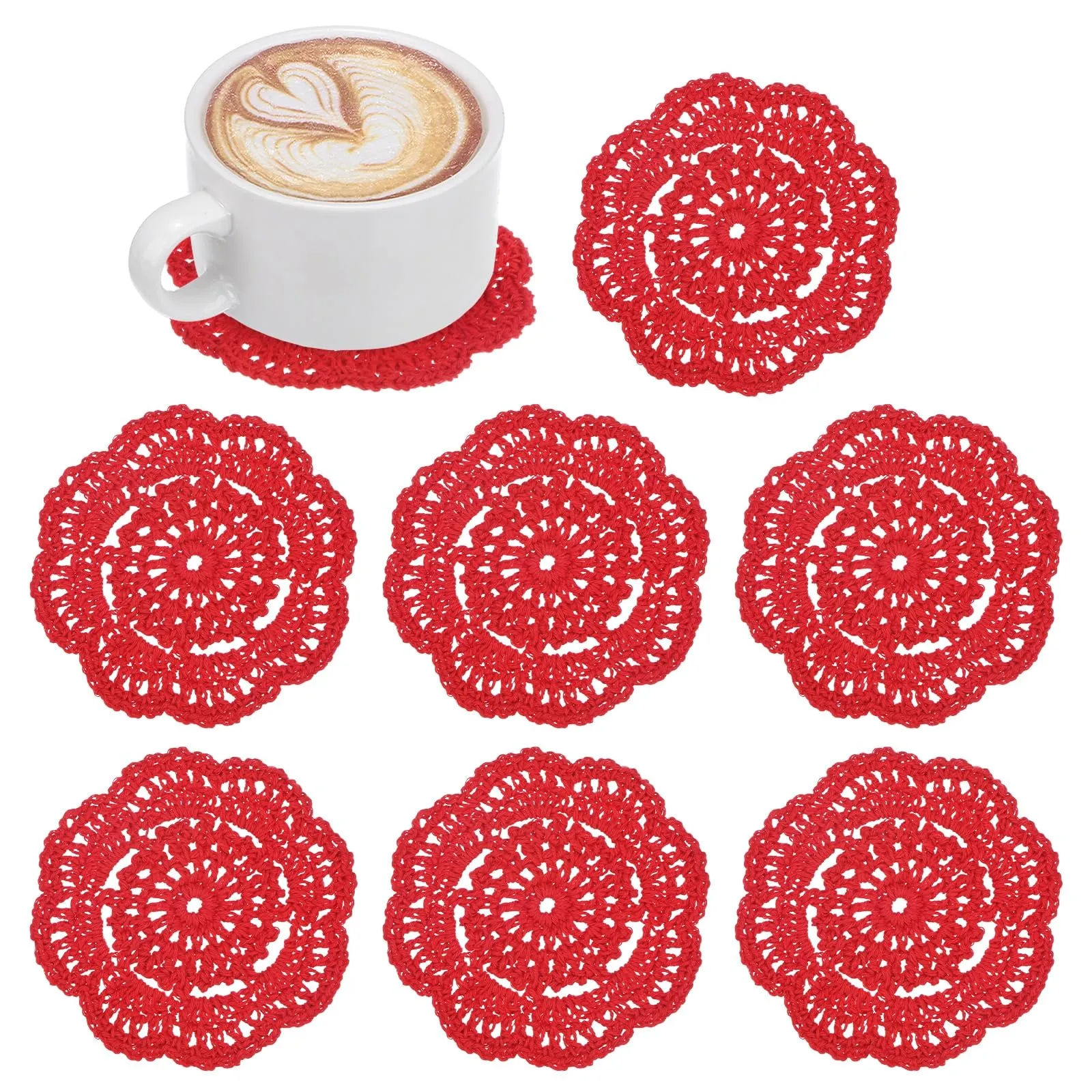 M METERXITY 8-Pack Centrini All'Uncinetto 4 Pollici/10 Cm Rosso Vivace - immagine 1