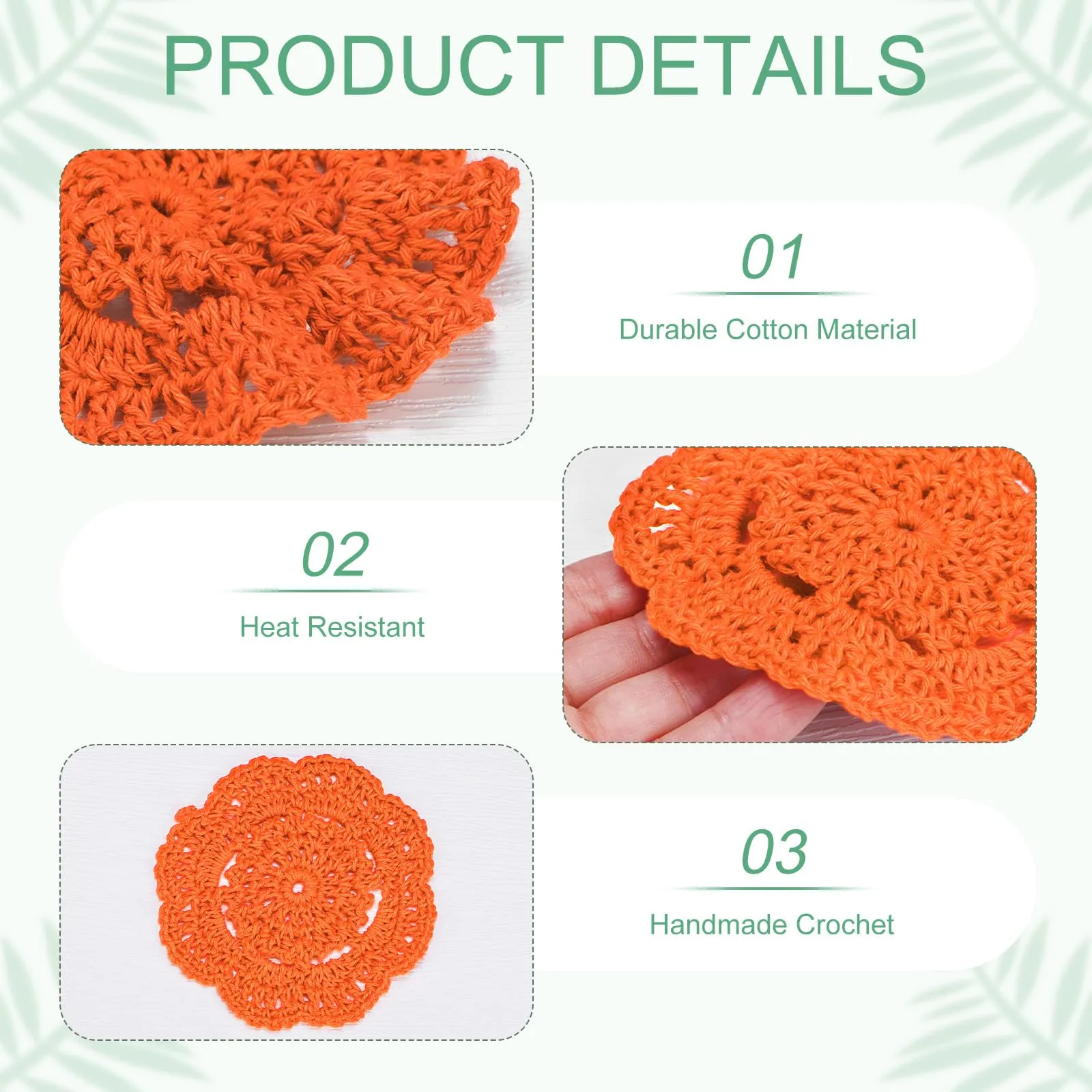 M METERXITY 8-Pack Centrini All'Uncinetto 4 Pollici/10 Cm Rosso Arancione - immagine 2