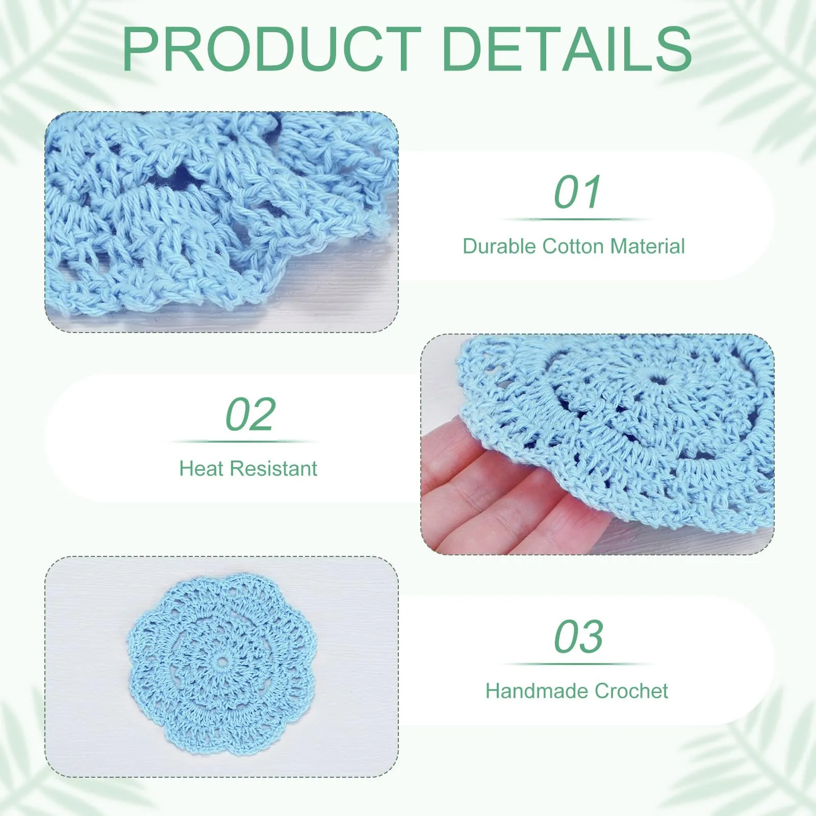 M METERXITY 8-Pack Centrini All'Uncinetto Da 4Pollici/10cm Azzurro Chiaro - immagine 2