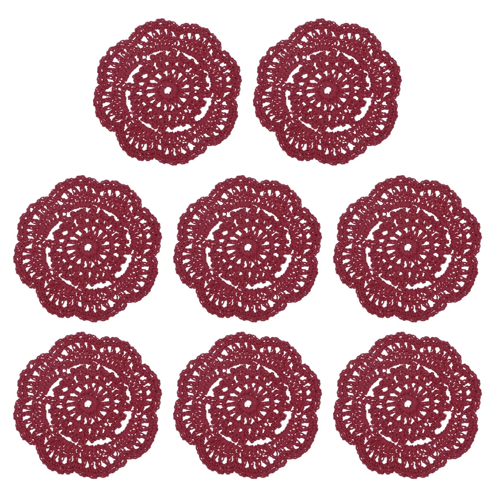 M METERXITY Confezione da 8 sottobicchieri fatti a mano all'uncinetto, tovagliette rotonde in cotone da 10 cm, per tavolo/tazza/ciotola/vaso/vassoio da tè/decorazione domestica, centrini in pizzo - immagine 7