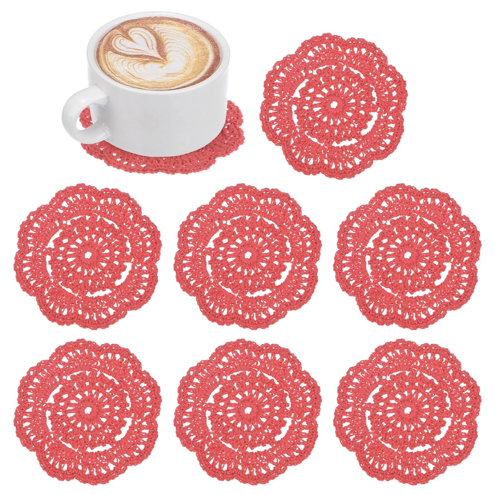M METERXITY 8-Pack Centrini All'Uncinetto 4Pollici/10Cm Rosso Anguria - immagine 1