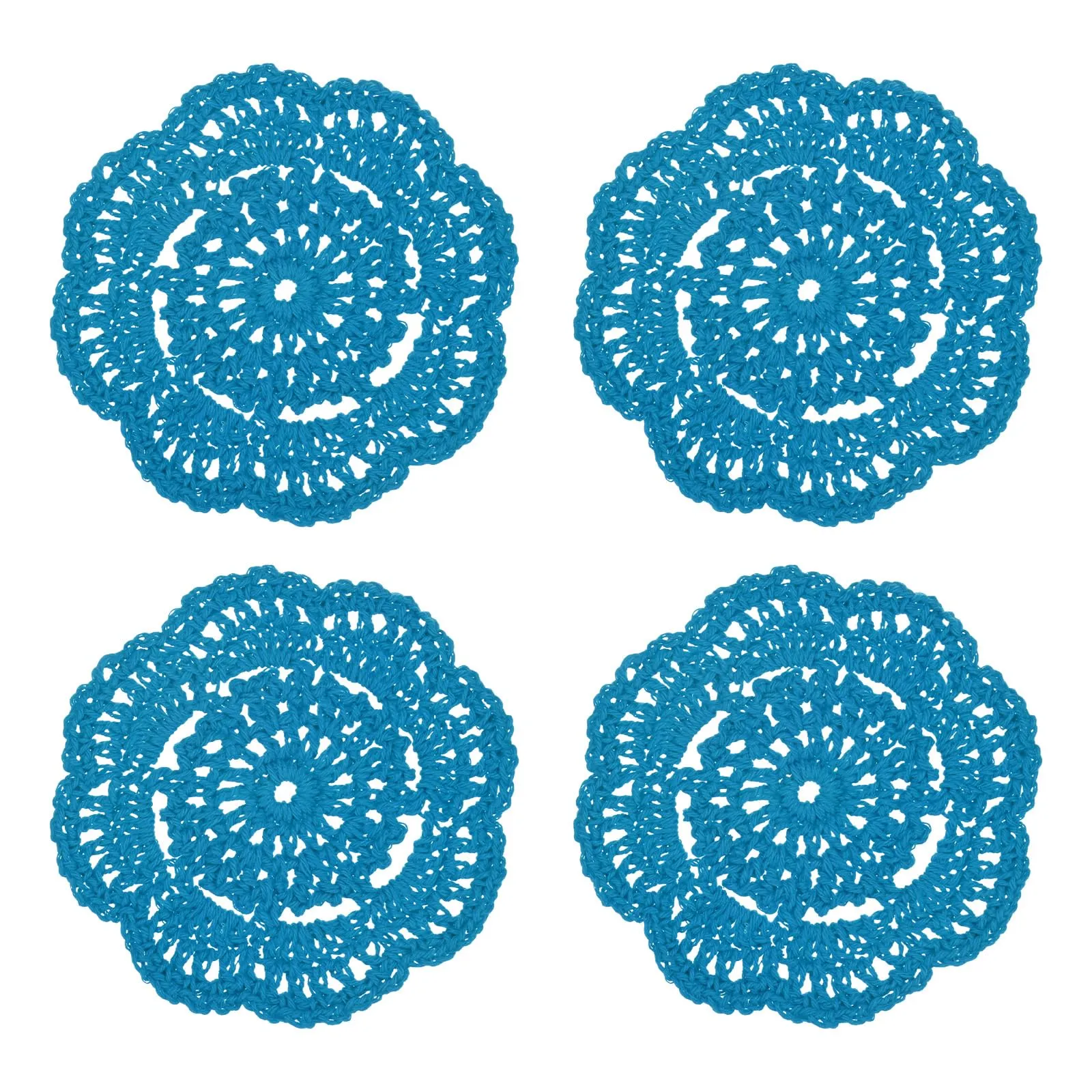 M METERXITY 4-Pack Presine All'Uncinetto Fatte A Mano, 10cm rotondo In Cotone Per Tavolo/Tazza/Scodella/Vaso/Vassoi Da Tè/Decorazione Casa, Centrini A Pizzo Presine [Azzurro Chiaro] - immagine 7