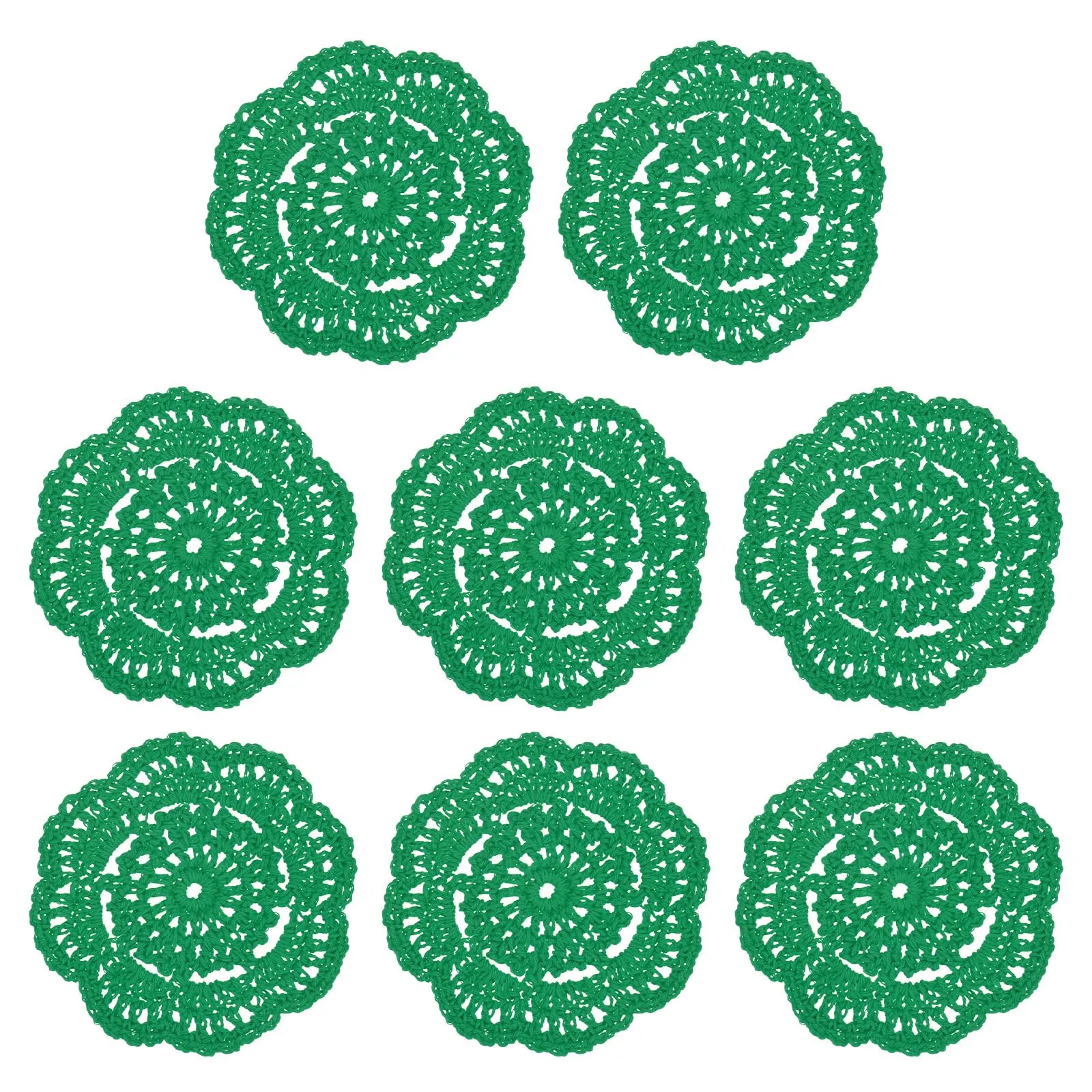 M METERXITY Confezione da 8 sottobicchieri fatti a mano all'uncinetto, tovagliette rotonde in cotone da 10 cm, per tavolo/tazza/ciotola/vaso/vassoio da tè/decorazione domestica, centrini in pizzo - immagine 7