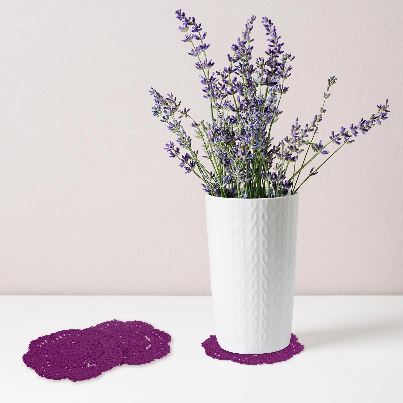 M METERXITY 4-Pack Sottopiatti All'Uncinetto 4 Pollici/10 Cm Rosso Viola - immagine 5