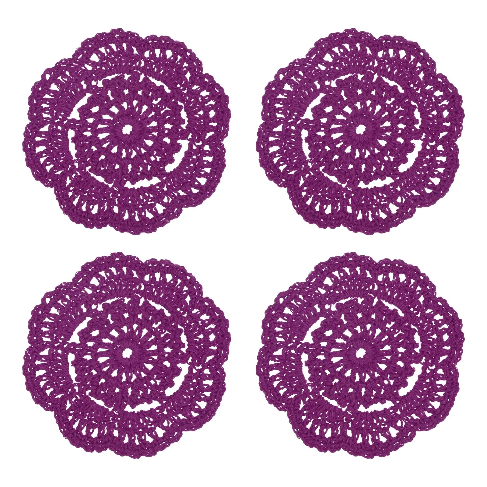 M METERXITY 4-Pack Sottopiatti All'Uncinetto 4 Pollici/10 Cm Rosso Viola - immagine 7