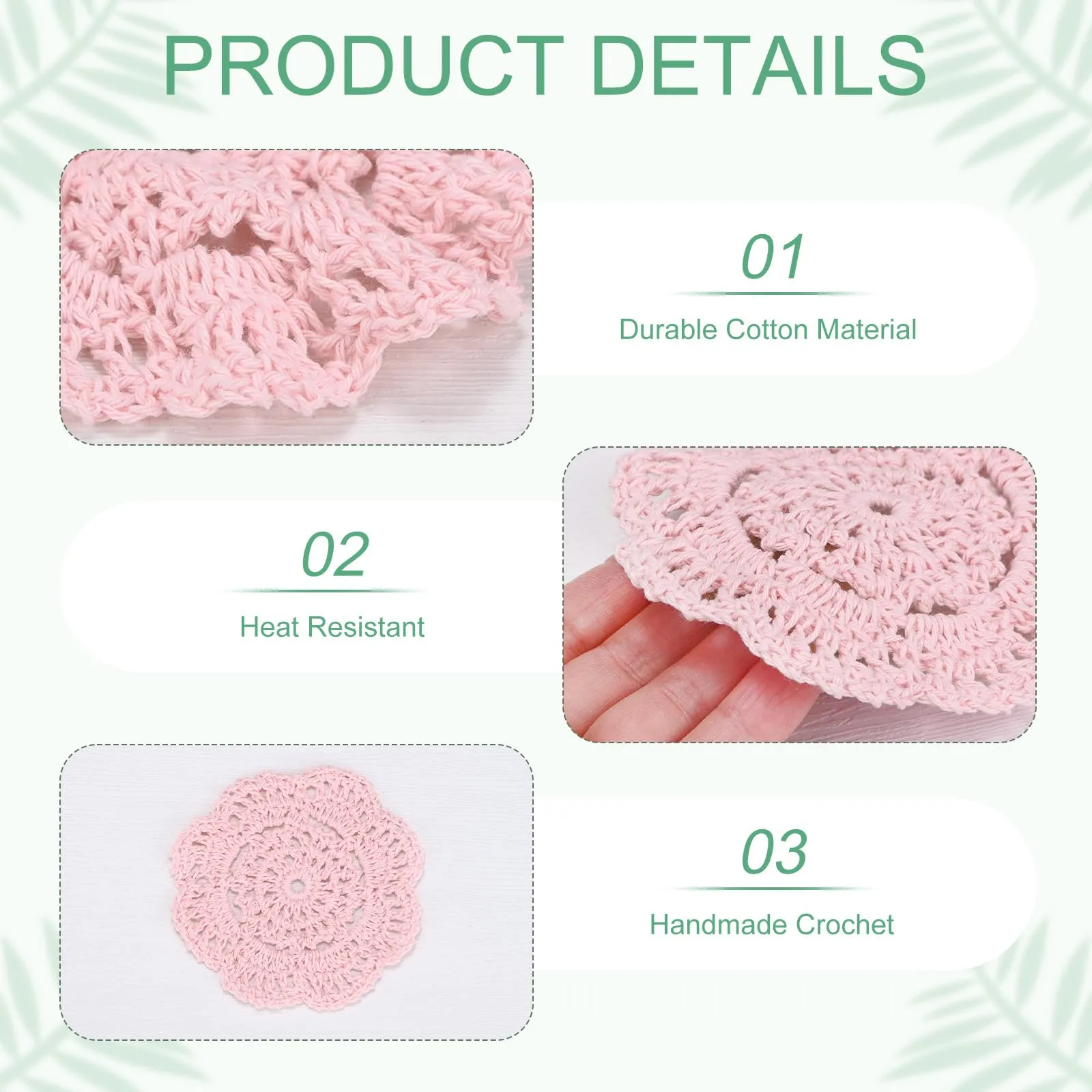 M METERXITY 8-Pack Centrini All'Uncinetto 4 Pollici/10 Cm Rosa Chiaro - immagine 2