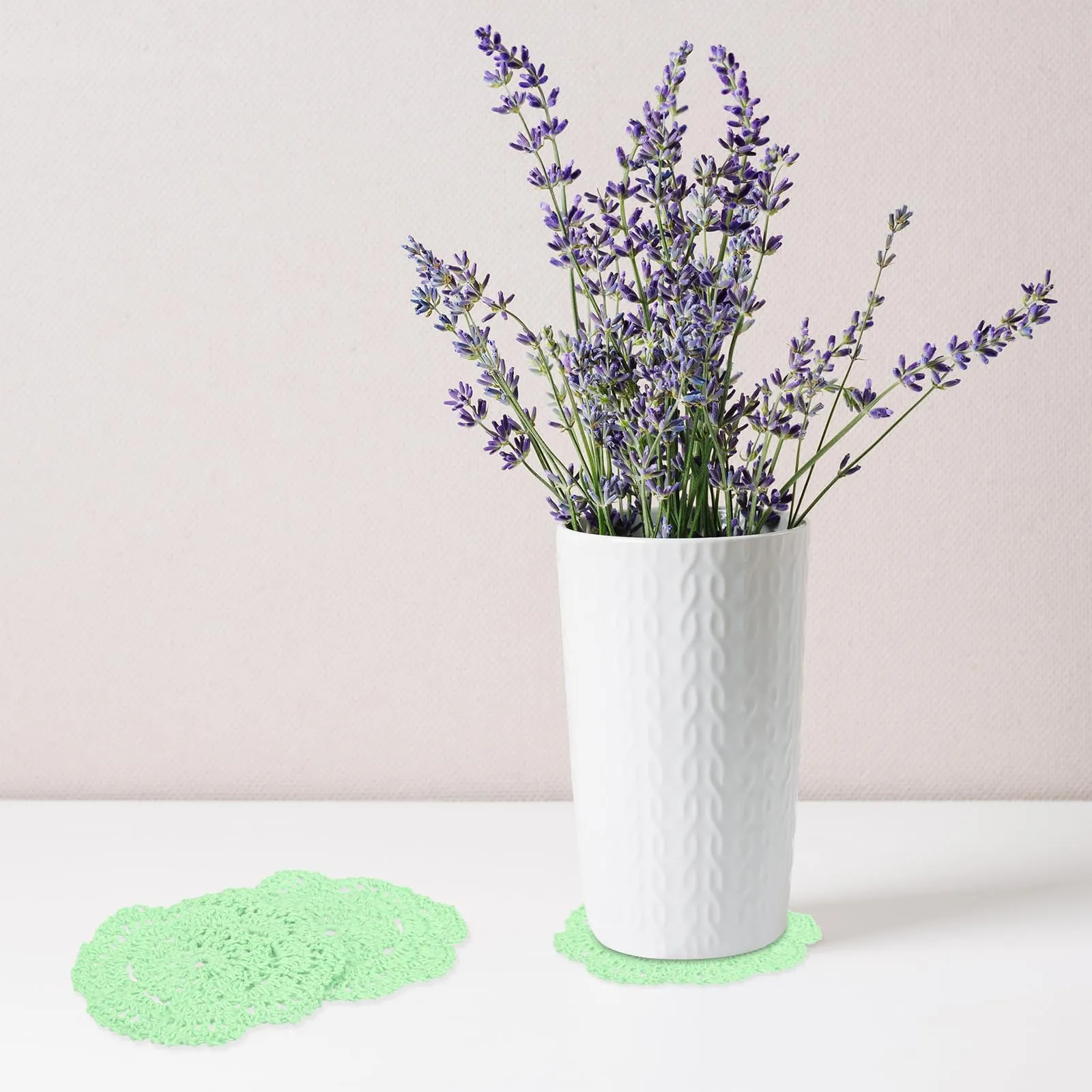 M METERXITY Confezione da 4 sottobicchieri fatti a mano all'uncinetto, tovagliette rotonde in cotone da 10 cm, per tavolo/tazza/ciotola/vaso/vassoi da tè/decorazione domestica, centrini in pizzo - immagine 5