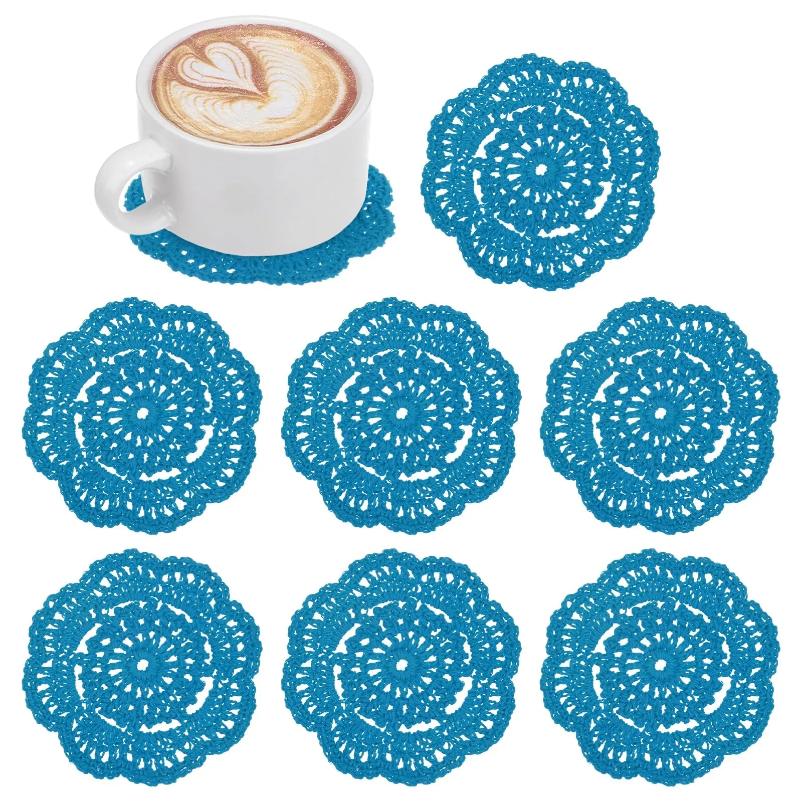 M METERXITY 8-Pack Centrini All'Uncinetto 4 Pollici/10cm Rotondi Haze Blue - immagine 1