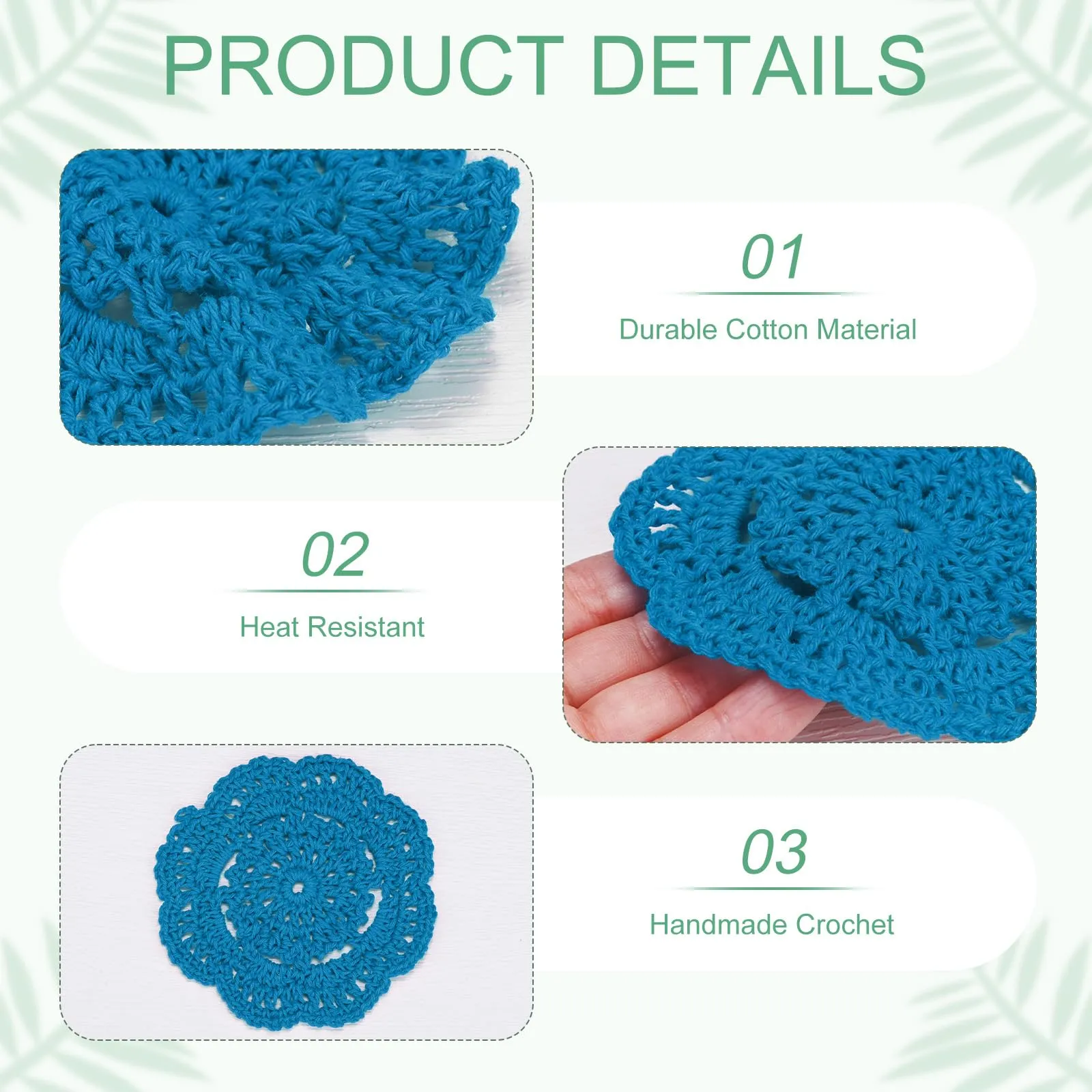 M METERXITY 8-Pack Centrini All'Uncinetto 4 Pollici/10cm Rotondi Haze Blue - immagine 2