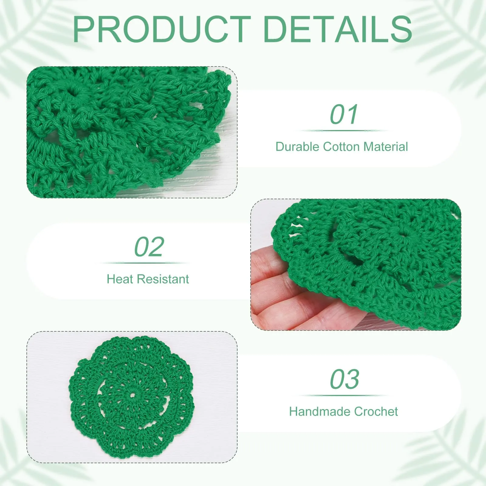 M METERXITY 4-Pack Presine All'Uncinetto Rotondi 4Pollici/10Cm Verde Natale - immagine 2