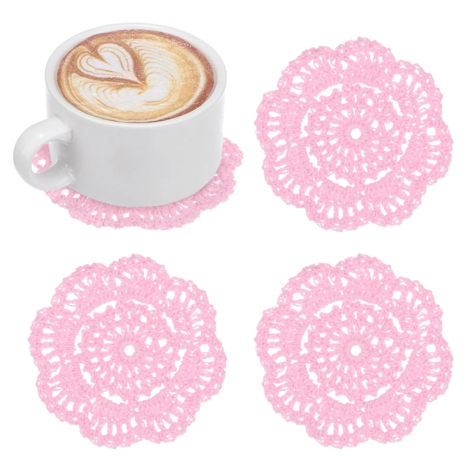 M METERXITY 4-Pack Centrini All'Uncinetto Fatti A Mano 4 Pollici/10 Cm Rosa - immagine 1