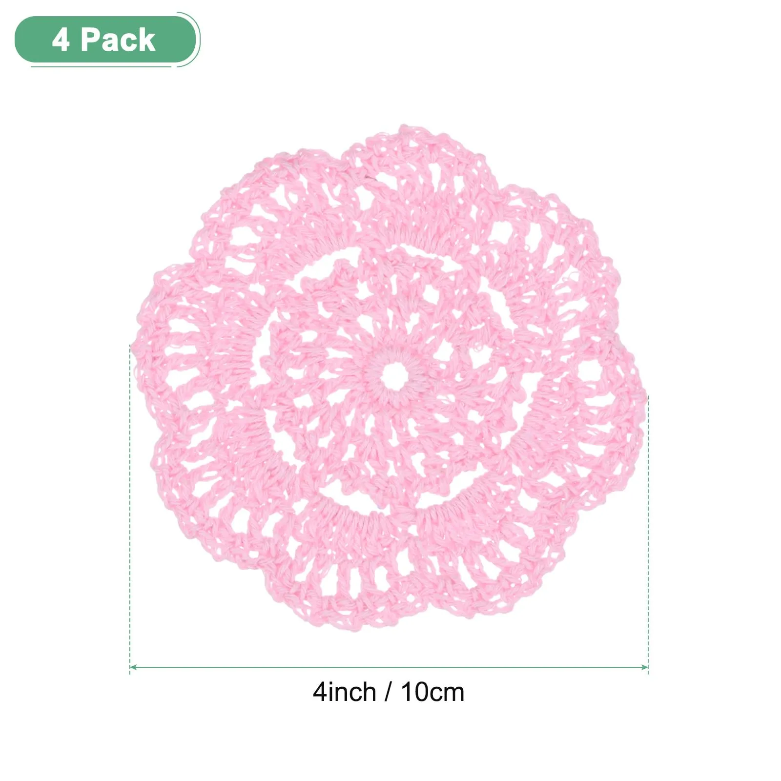 M METERXITY 4-Pack Centrini All'Uncinetto Fatti A Mano 4 Pollici/10 Cm Rosa - immagine 3