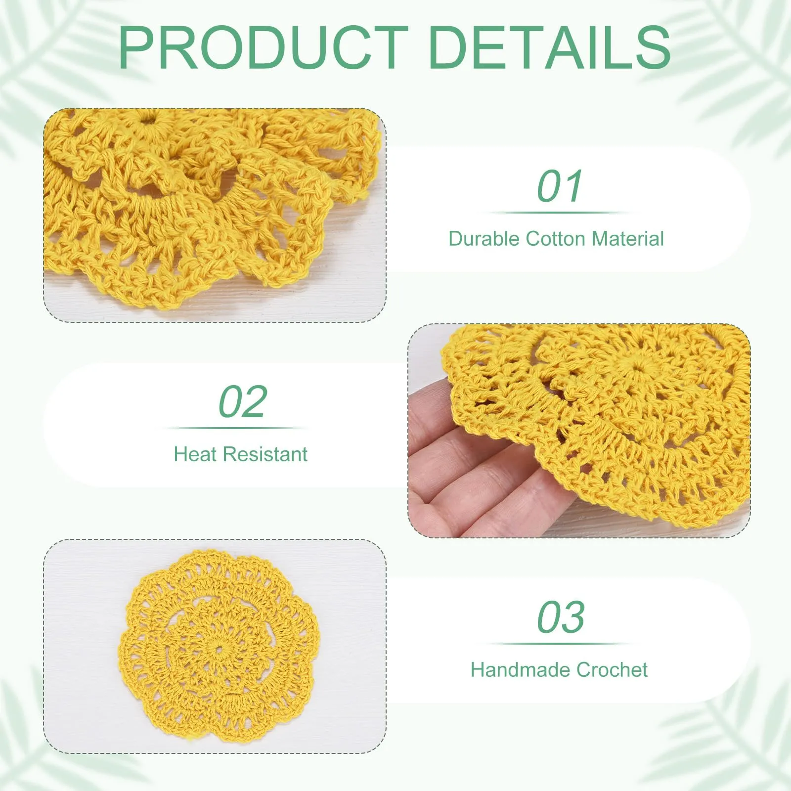 M METERXITY 8-Pack Tovagliette Fatte A Mano 4 Pollici/10 Cm Giallo - immagine 2