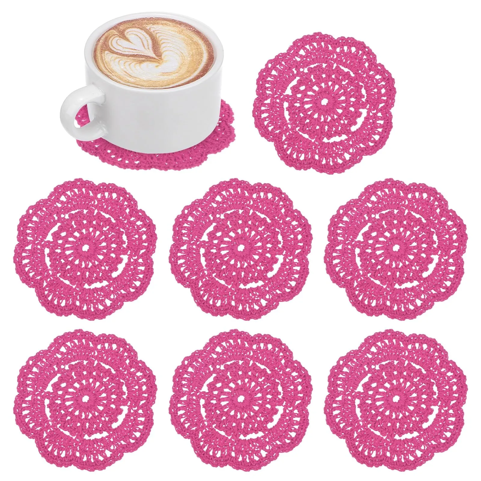 M METERXITY 8-Pack Centrini All'Uncinetto 4 Pollici/10 Cm Rosso Rosa - immagine 1