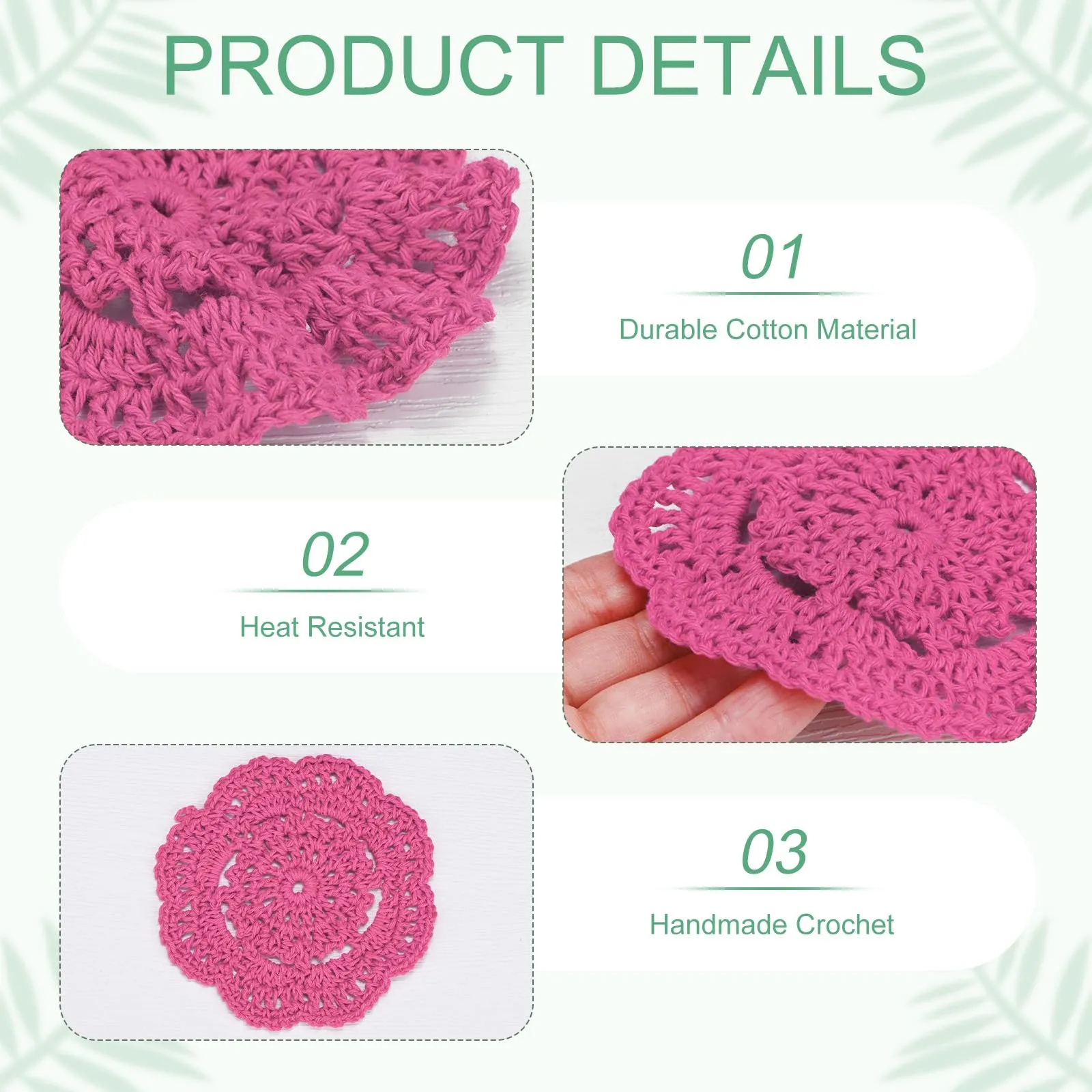 M METERXITY 8-Pack Centrini All'Uncinetto 4 Pollici/10 Cm Rosso Rosa - immagine 2