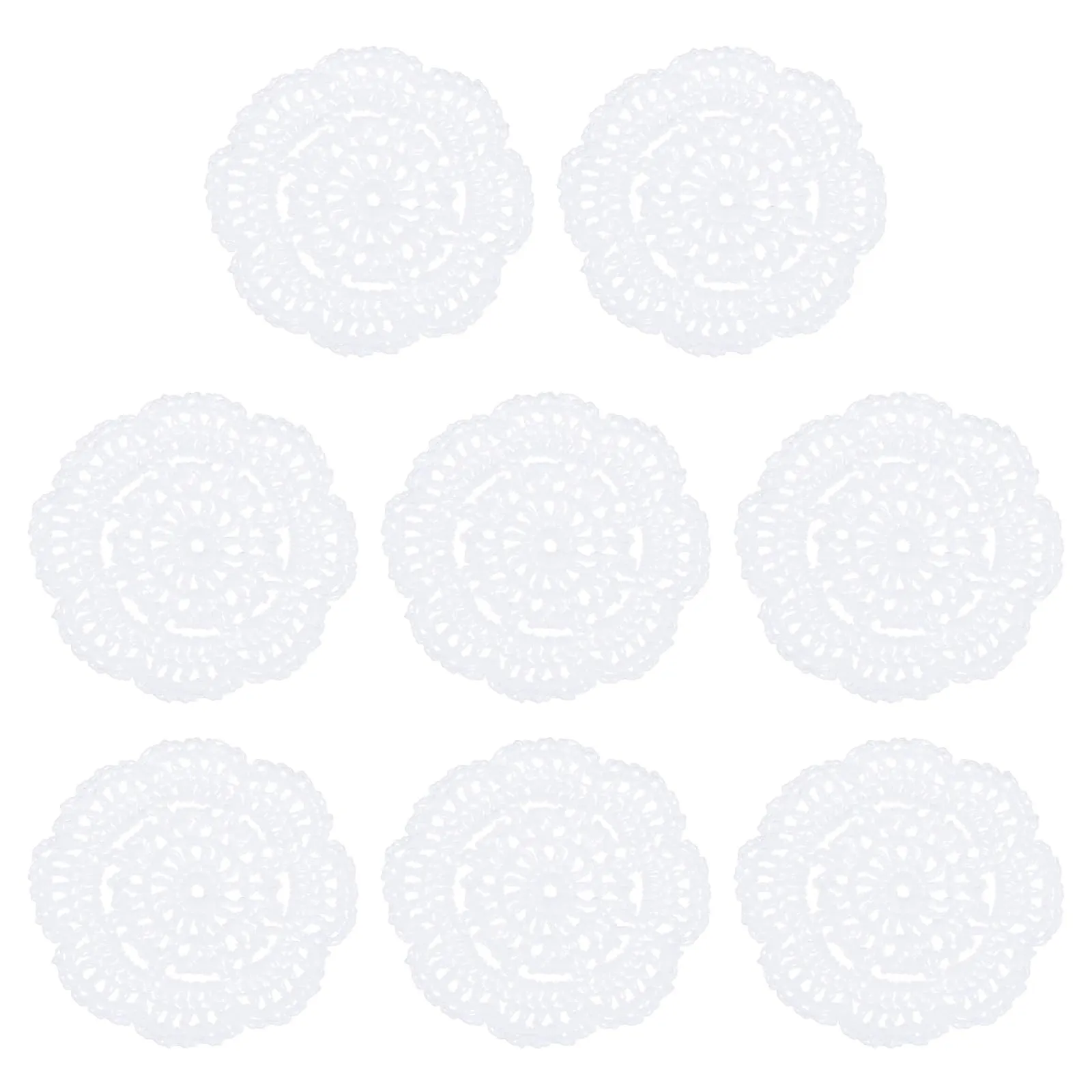 M METERXITY 8-Pack Centrini All'Uncinetto Fatti A Mano, Centrini Rotondi In Cotone Da 4 Pollici/10cm Per Tavolo/Tazza/Ciotola/Vaso/Vassoio Da Tè, Tovagliette A Pizzo [Bianco] - immagine 7