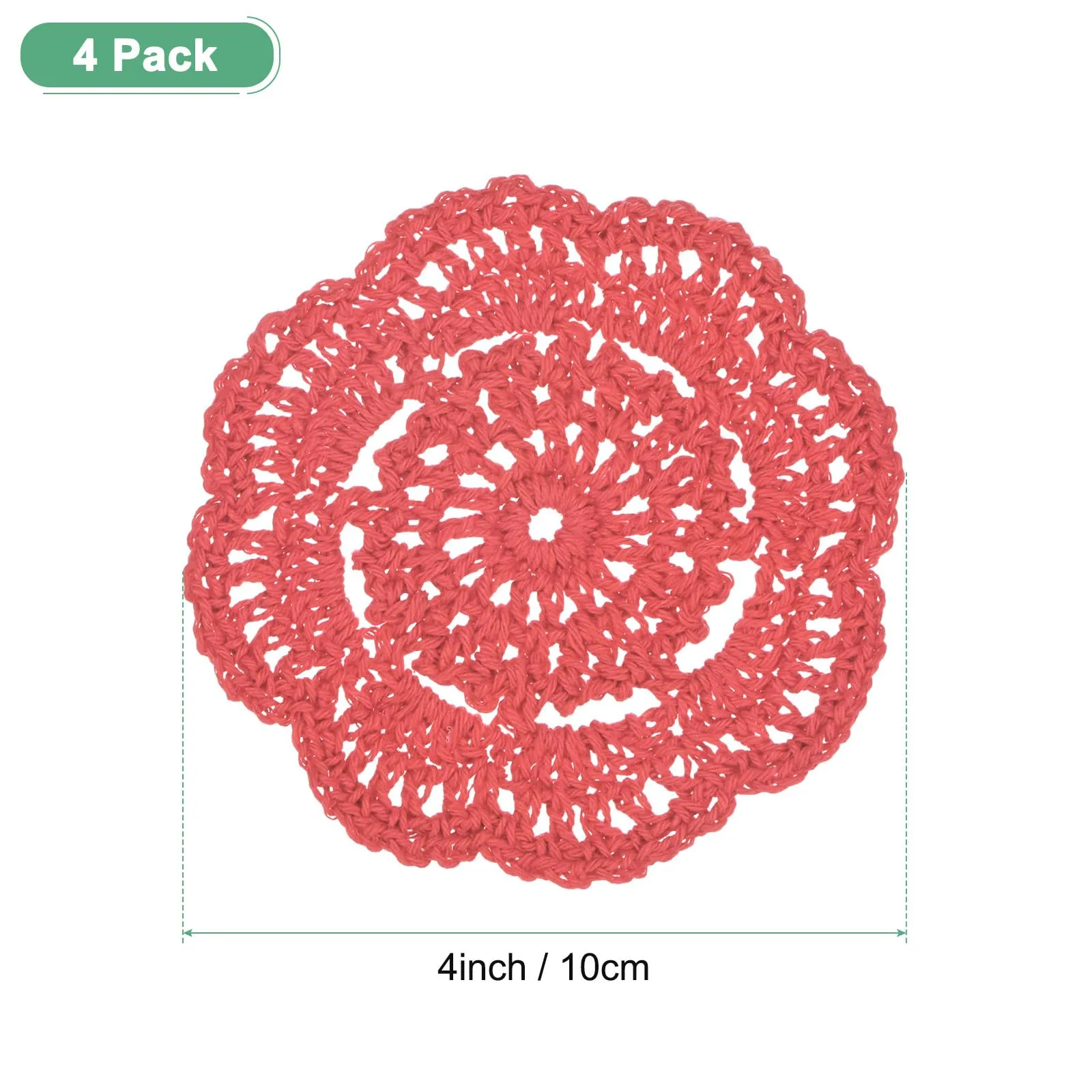 M METERXITY 4-Pack Centrini All'Uncinetto 4Pollici/10cm Rosso Anguria - immagine 3
