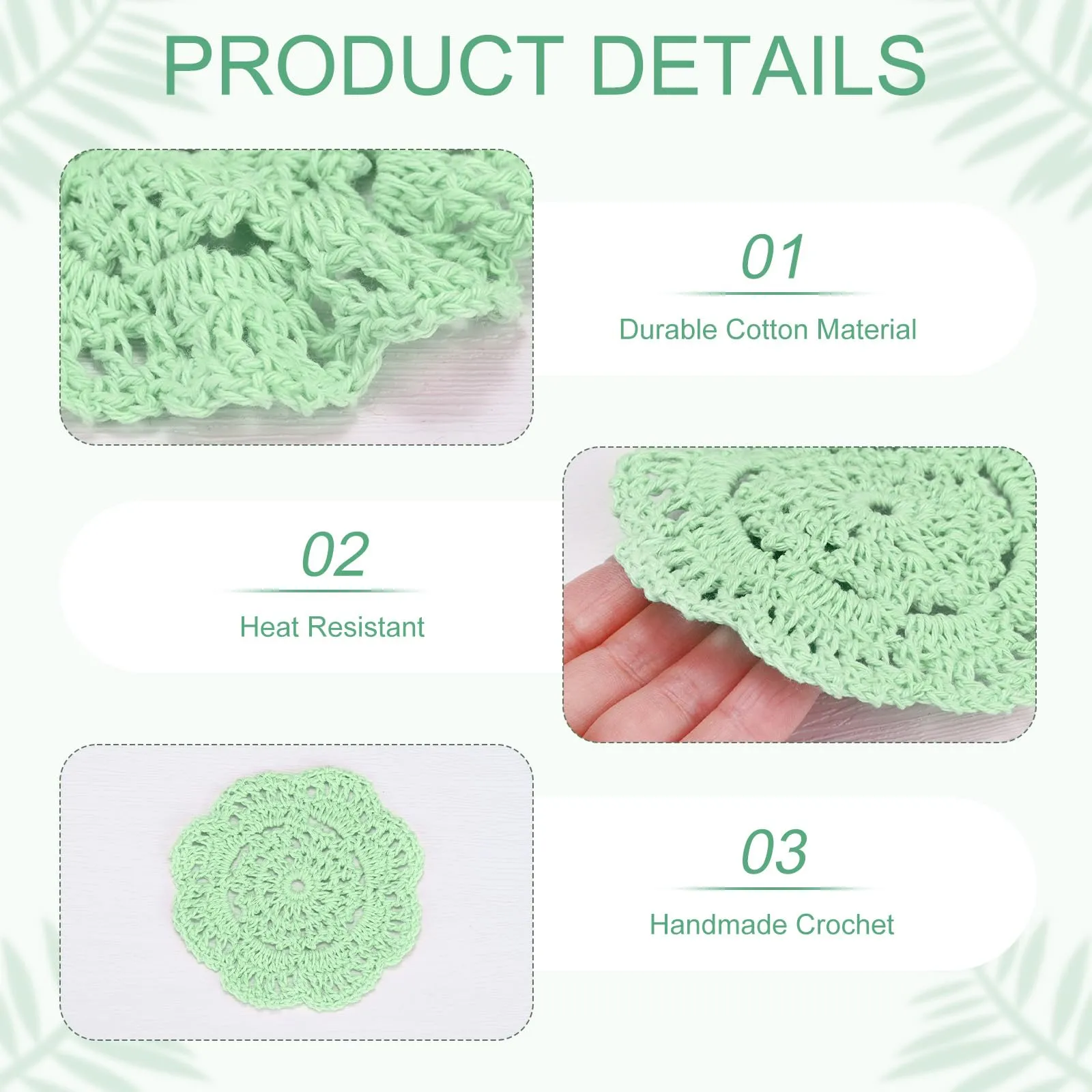 M METERXITY 8-Pack Centrini Fatti A Mano Da 4 Pollici/10 Cm Cream Green - immagine 2