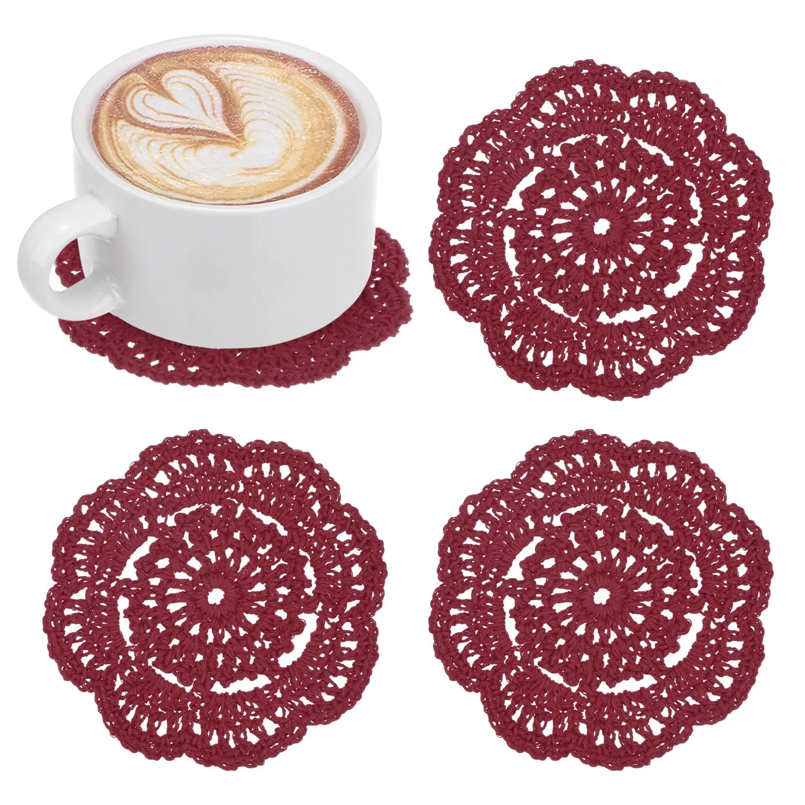 M METERXITY 4-Pack Centrini All'Uncinetto 4Pollici/10Cm Marrone Rosso - immagine 1