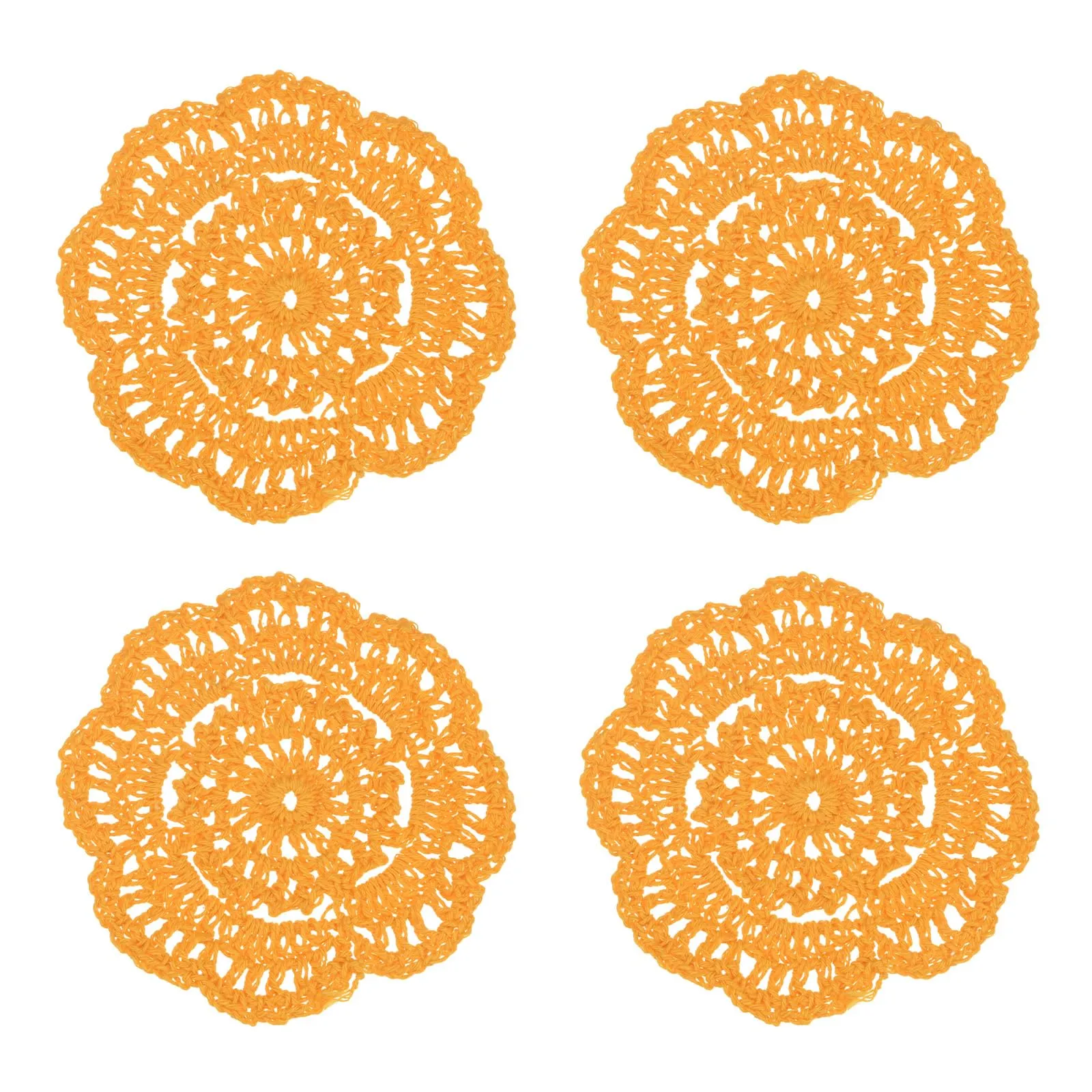 M METERXITY Confezione da 4 sottobicchieri fatti a mano all'uncinetto, 10 cm, tovagliette rotonde in cotone per tavolo/tazza/ciotola/vaso/vassoi da tè/decorazione domestica, centrini in pizzo - immagine 7