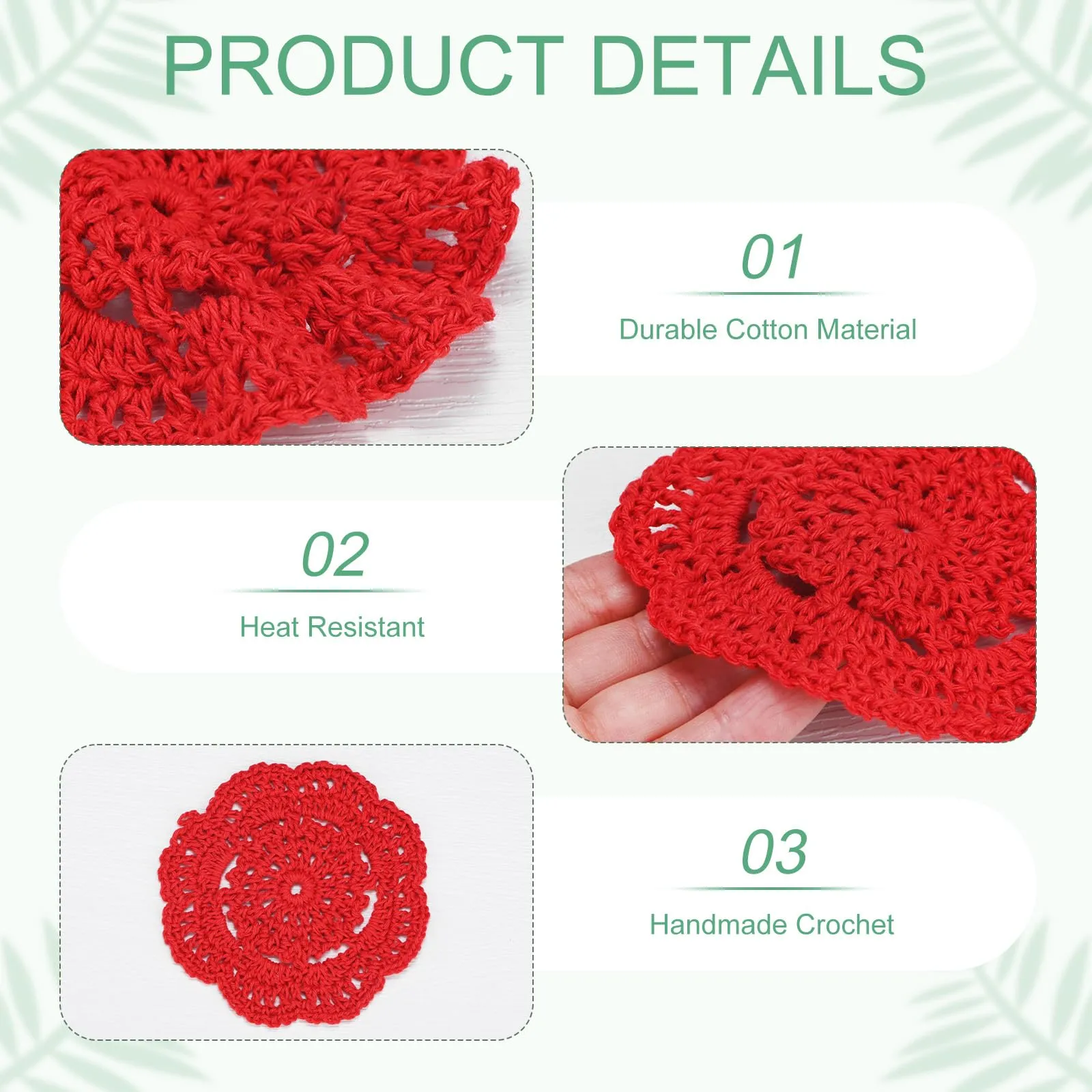 M METERXITY Confezione da 4 sottobicchieri fatti a mano all'uncinetto, tovagliette rotonde in cotone da 10 cm, per tavolo/tazza/ciotola/vaso/vassoio da tè/decorazione domestica, centrini in pizzo - immagine 2