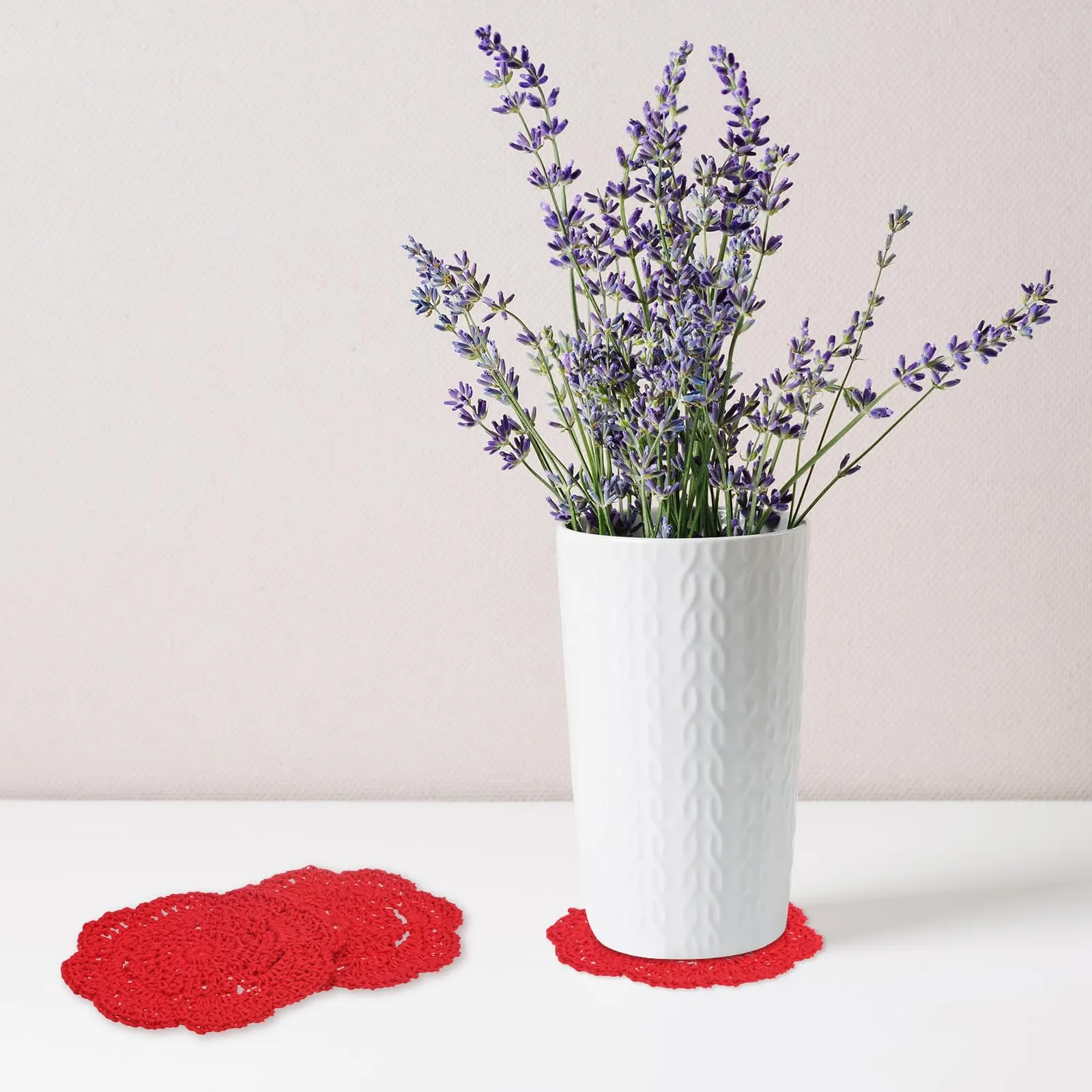 M METERXITY Confezione da 4 sottobicchieri fatti a mano all'uncinetto, tovagliette rotonde in cotone da 10 cm, per tavolo/tazza/ciotola/vaso/vassoio da tè/decorazione domestica, centrini in pizzo - immagine 5