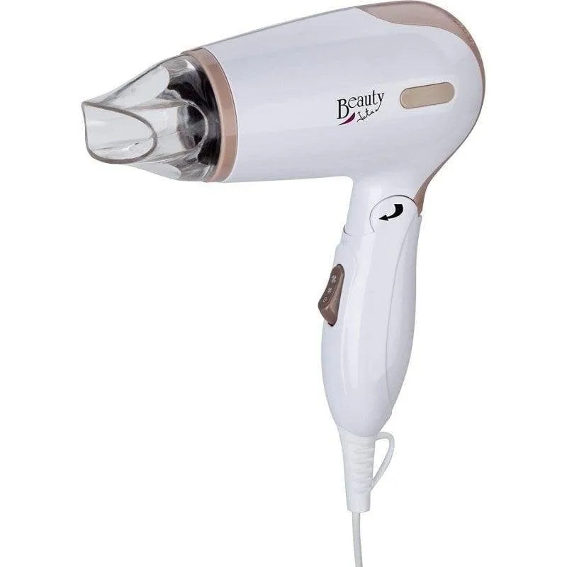 Phon da Viaggio Pieghevole Jata SC47B 1200W 2 Temperature 2 Velocità Accessori Marrone Bianco - immagine 1
