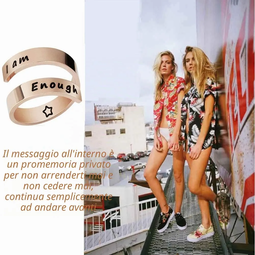 Kucheed Anelli Regolabili, Gioielli Ispirati All'anello Sono Abbastanza Inciso,Anello di Torsione a Spirale in Acciaio Inossidabile,Regali di Laurea di Compleanno per Ragazze Ragazzi Donne Uomini - immagine 2