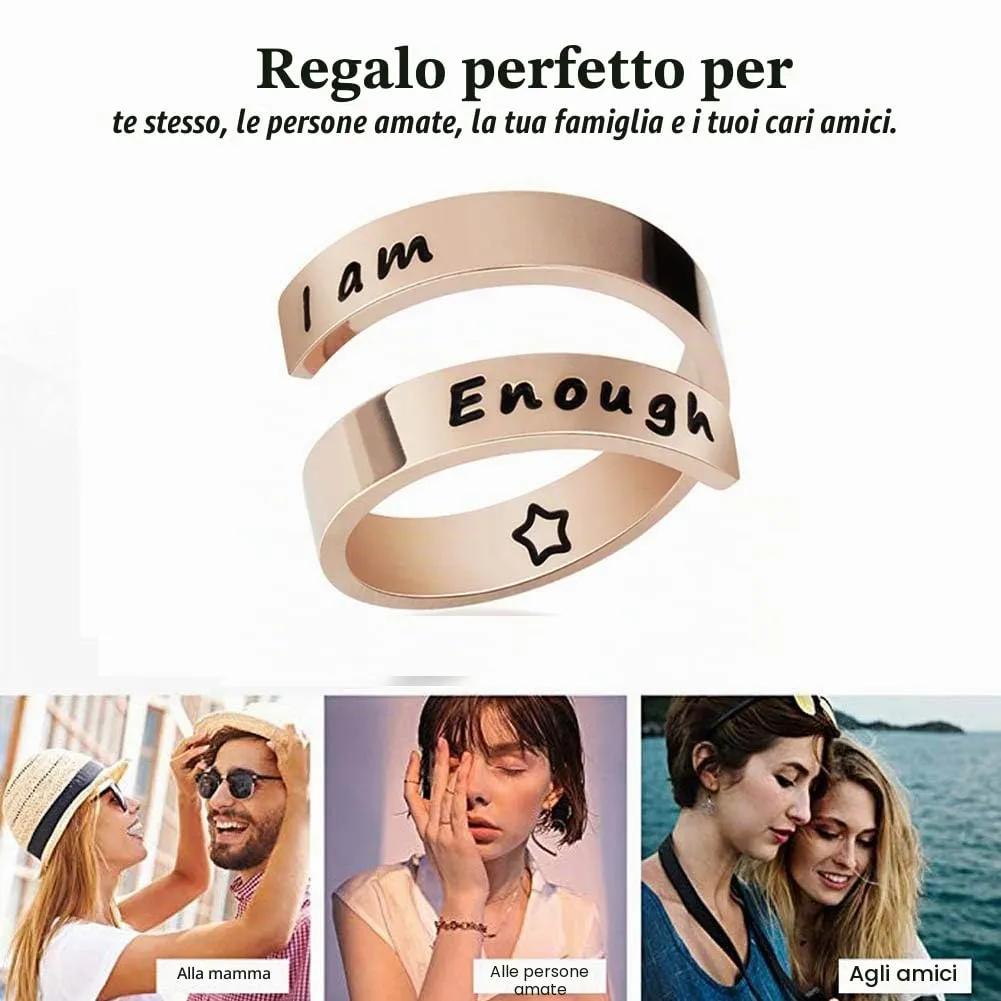 Kucheed Anelli Regolabili, Gioielli Ispirati All'anello Sono Abbastanza Inciso,Anello di Torsione a Spirale in Acciaio Inossidabile,Regali di Laurea di Compleanno per Ragazze Ragazzi Donne Uomini - immagine 6