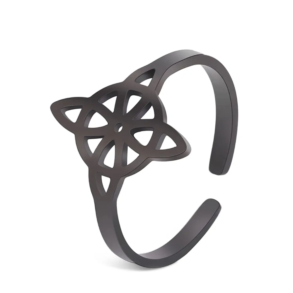 Anello con nodo streghe da donna acciaio inox elegante con nodo celtico irlandese per amuleto da stregoneria - immagine 1