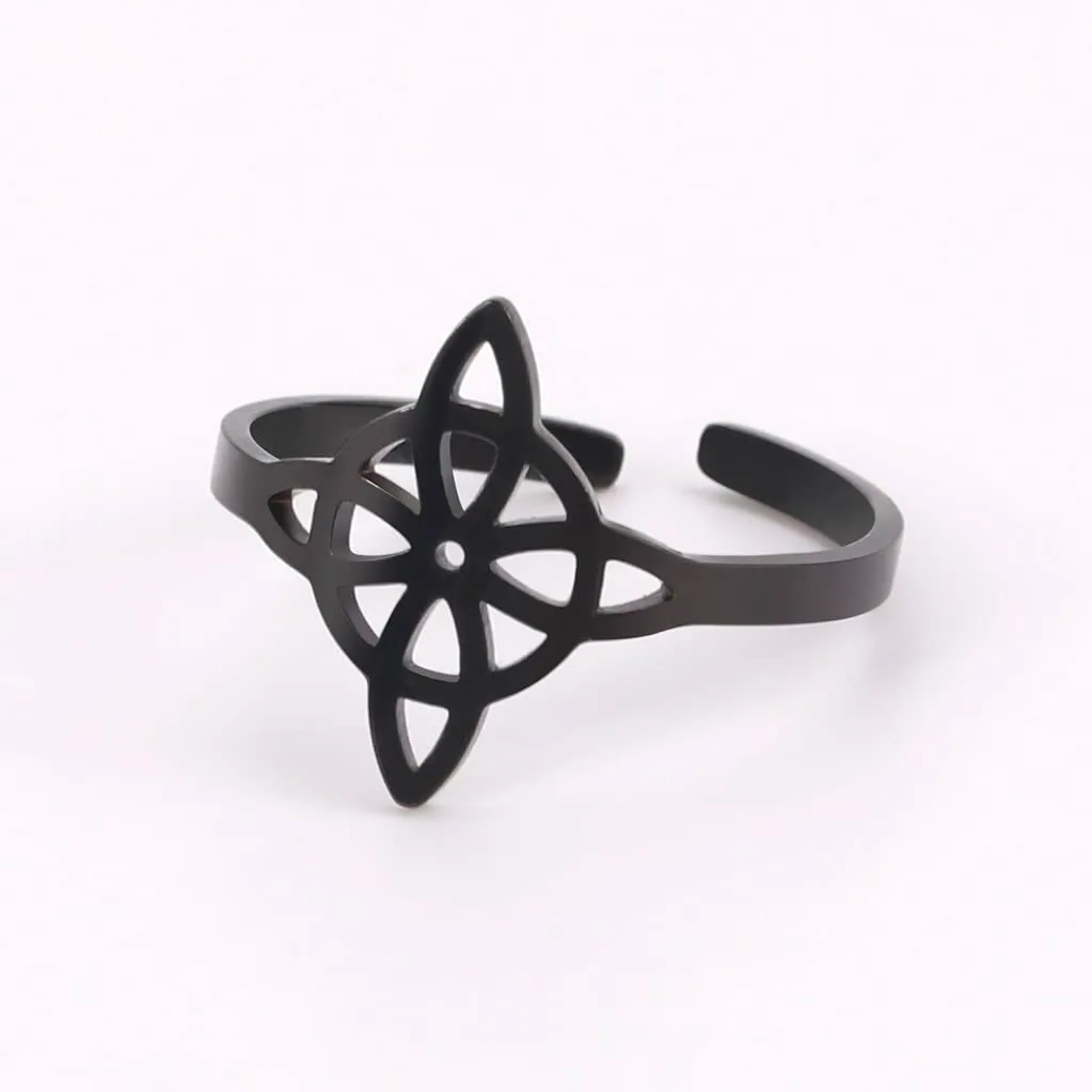 Anello con nodo streghe da donna acciaio inox elegante con nodo celtico irlandese per amuleto da stregoneria - immagine 4