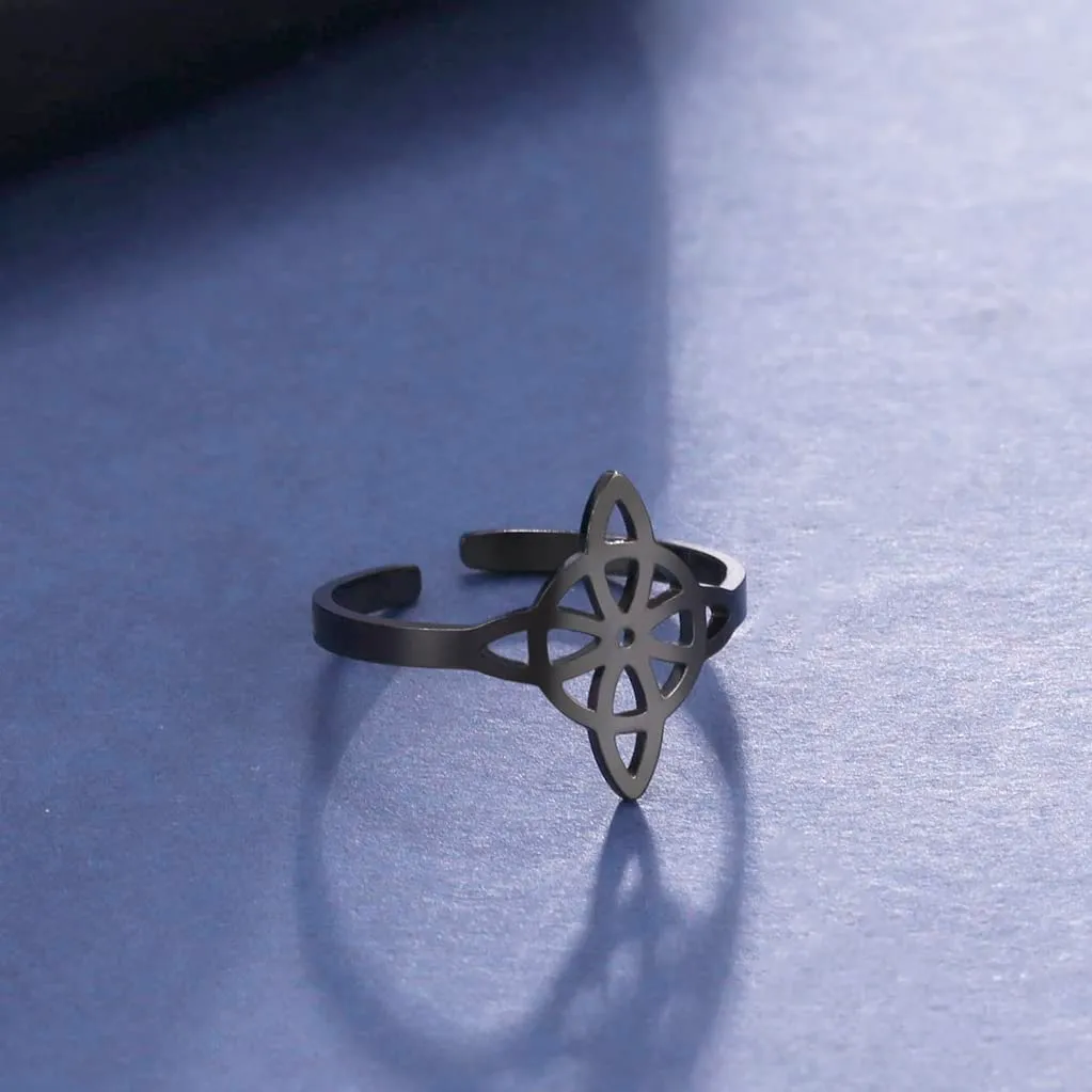 Anello con nodo streghe da donna acciaio inox elegante con nodo celtico irlandese per amuleto da stregoneria - immagine 5