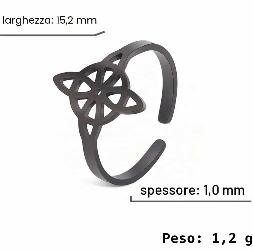Anello con nodo streghe da donna acciaio inox elegante con nodo celtico irlandese per amuleto da stregoneria - immagine 6