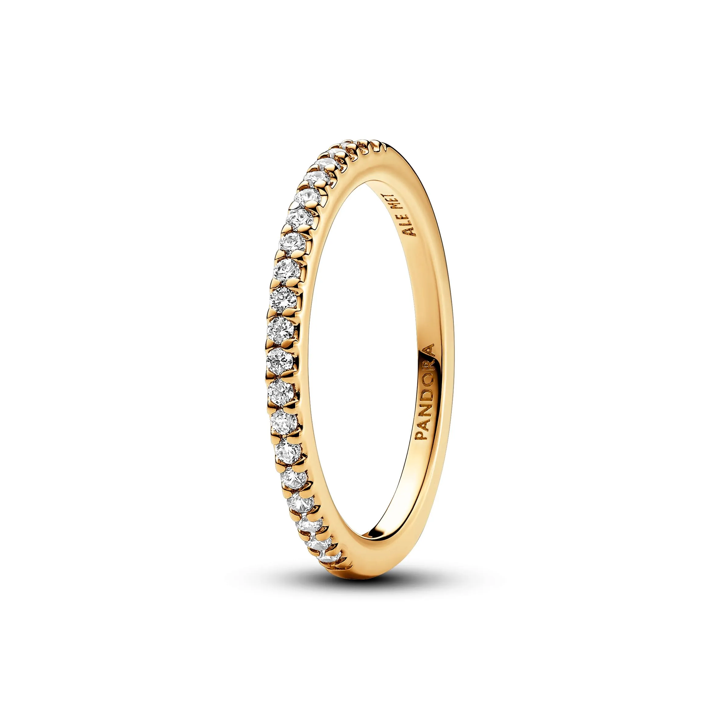 PANDORA Timeless Anello placcato in oro 14k con zirconia cubica trasparente, 48 - immagine 1