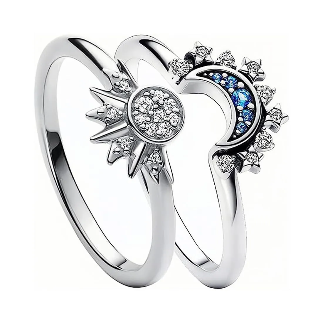 VBSJAH Set Anelli Sole e Luna in Argento - Gioielli Donna per Coppia, Regalo Compleanno, Matrimonio, Anniversario - immagine 1