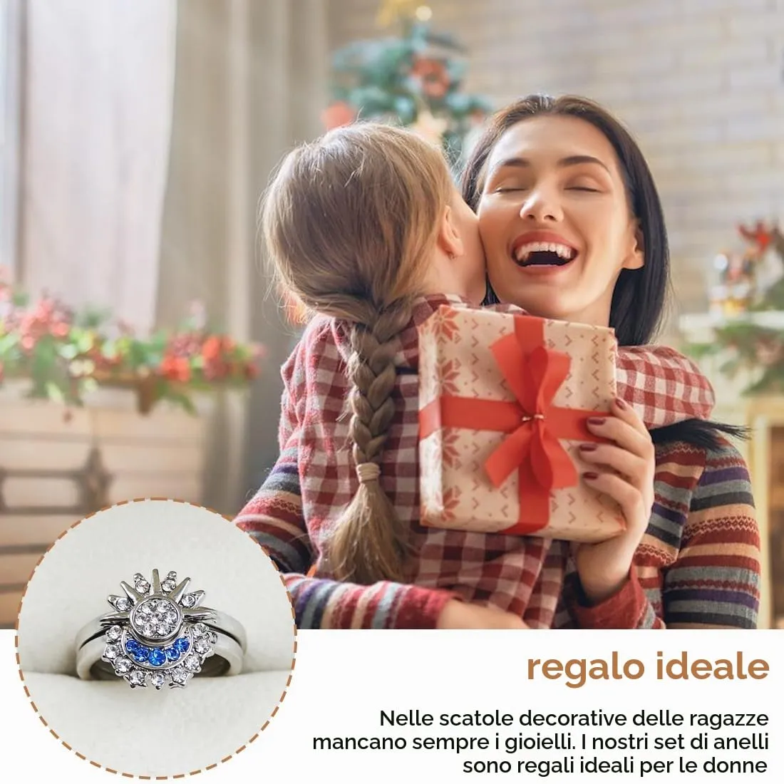 VBSJAH Set Anelli Sole e Luna in Argento - Gioielli Donna per Coppia, Regalo Compleanno, Matrimonio, Anniversario - immagine 6
