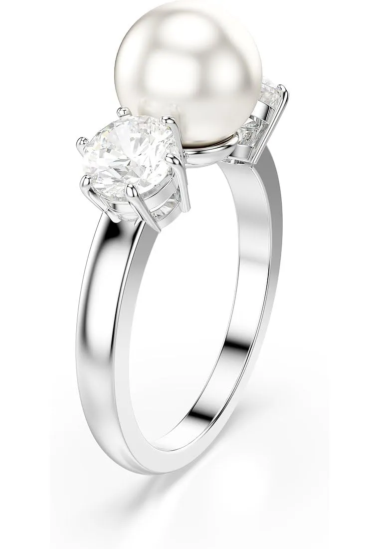 Swarovski Anello cocktail Matrix, Crystal Pearl, Taglio Round, Bianco, Placcato rodio - immagine 1