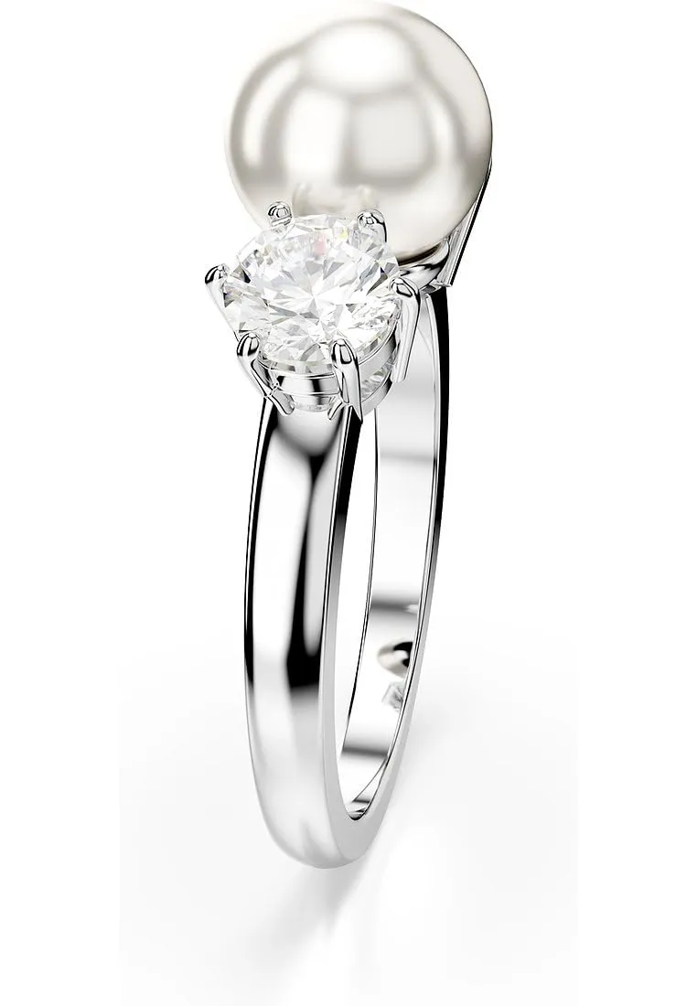 Swarovski Anello cocktail Matrix, Crystal Pearl, Taglio Round, Bianco, Placcato rodio - immagine 2