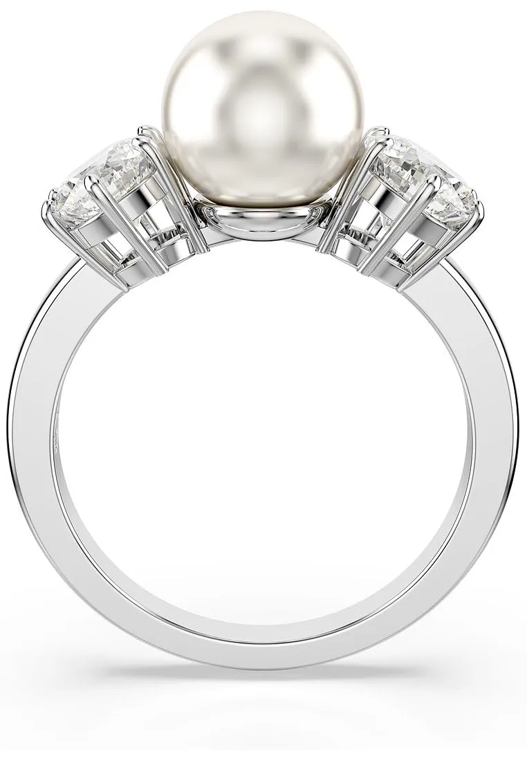 Swarovski Anello cocktail Matrix, Crystal Pearl, Taglio Round, Bianco, Placcato rodio - immagine 4