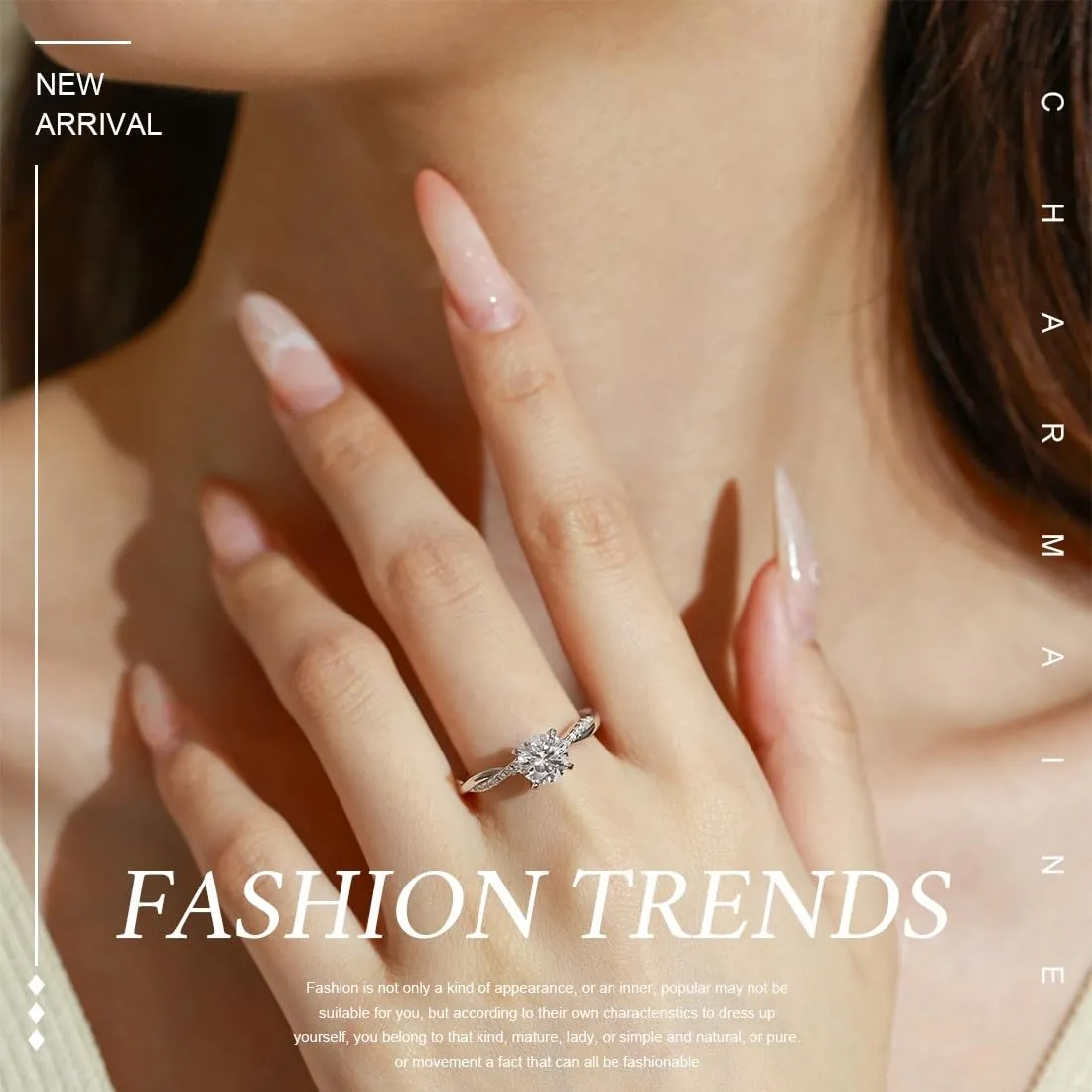 JEYORZY 1 Pcs Anello Argento Donna, Elegante Anello Regolabile Zirconia Cubica Amicizia Fidanzamento, Anello di Promessa Fedi Nuziali, Anelli Matrimonio, Anniversario Promessa Fedine Regali per Donna - immagine 2