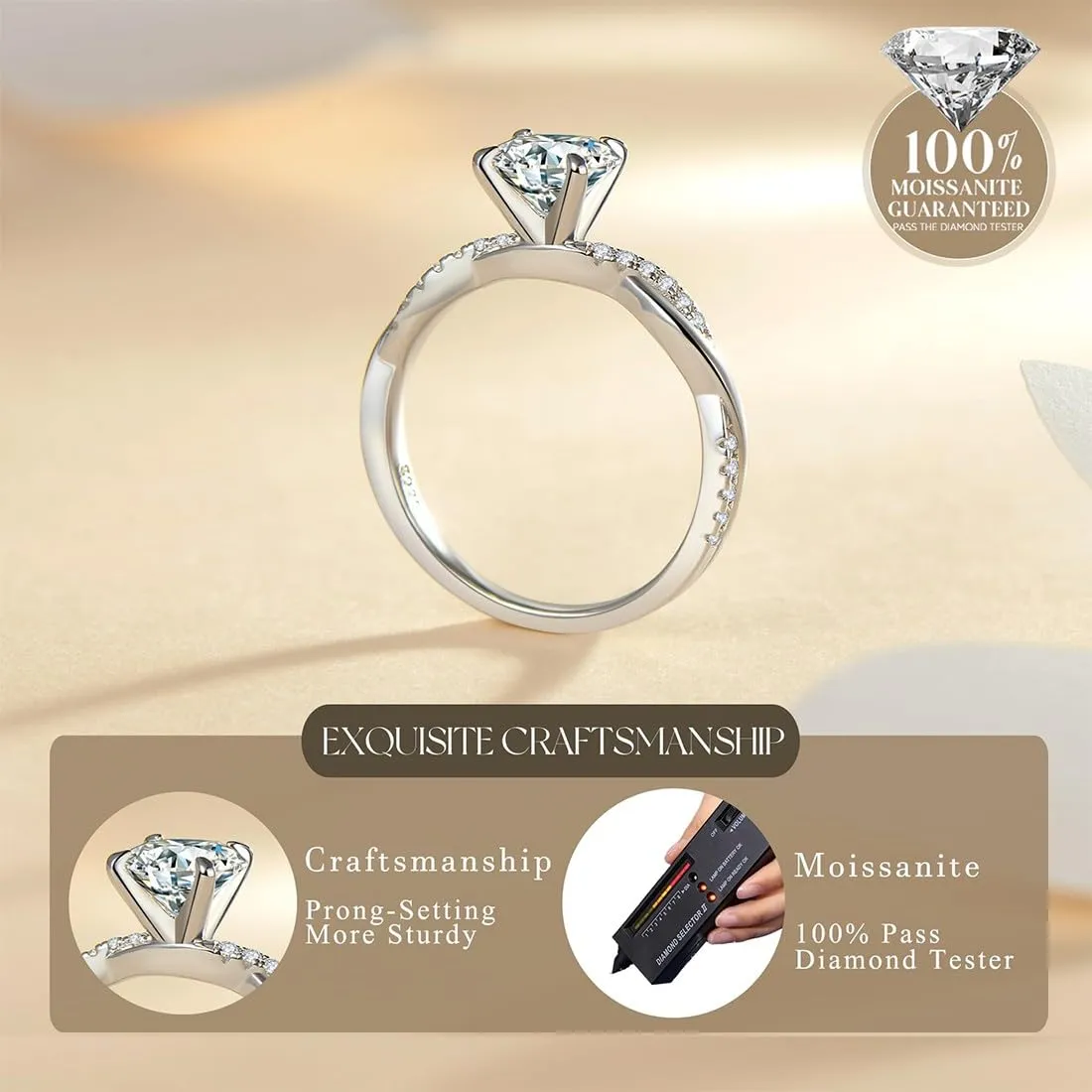 JEYORZY 1 Pcs Anello Argento Donna, Elegante Anello Regolabile Zirconia Cubica Amicizia Fidanzamento, Anello di Promessa Fedi Nuziali, Anelli Matrimonio, Anniversario Promessa Fedine Regali per Donna - immagine 6