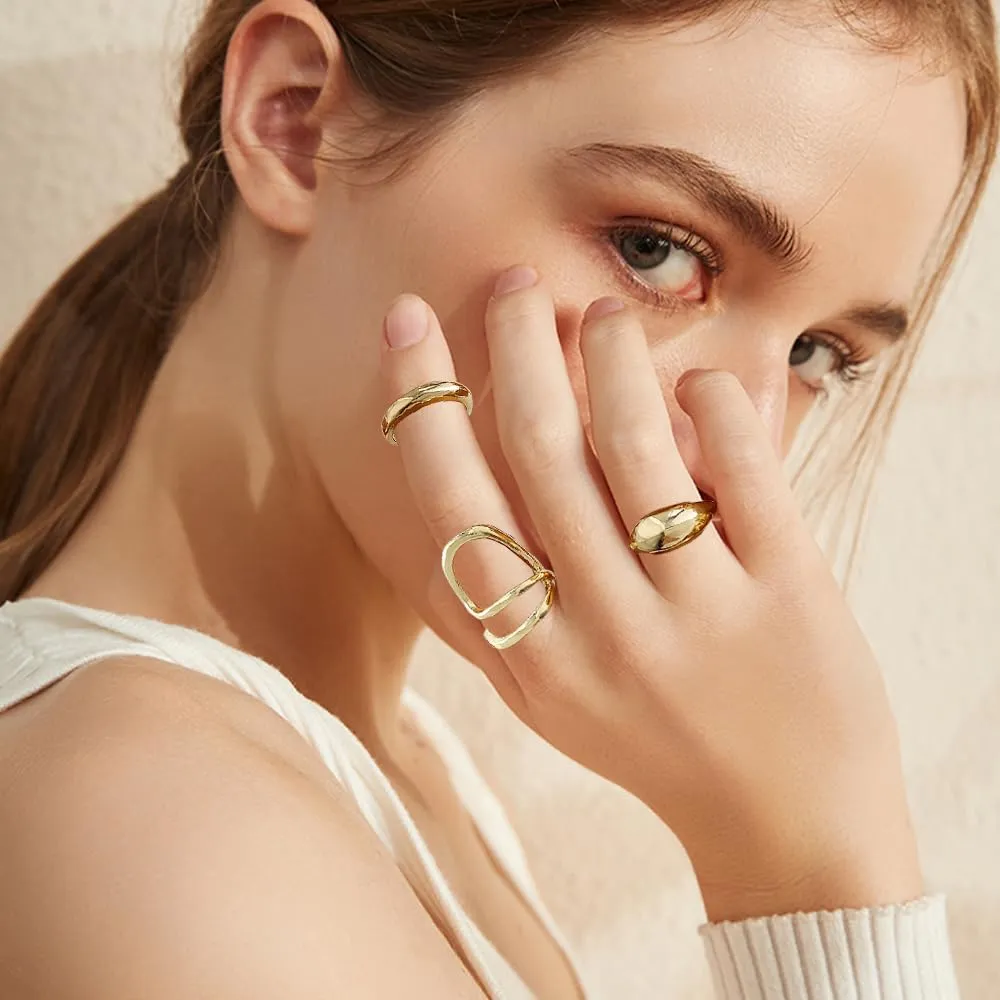XFSRG 15 Pezzi Anelli Donna Geometria Semplice Lusso Leggero Anello Personalità Regolabile Accessori alla Moda - immagine 6