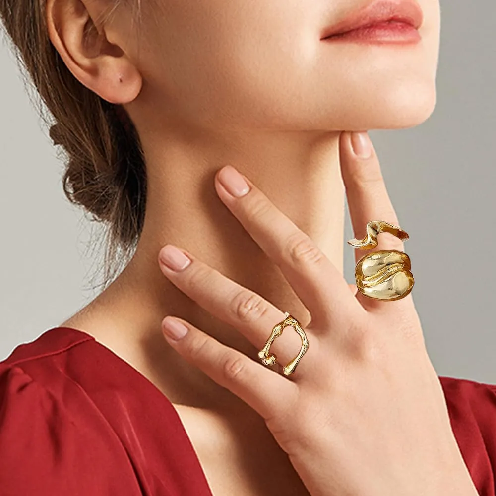 XFSRG 15 Pezzi Anelli Donna Geometria Semplice Lusso Leggero Anello Personalità Regolabile Accessori alla Moda - immagine 9