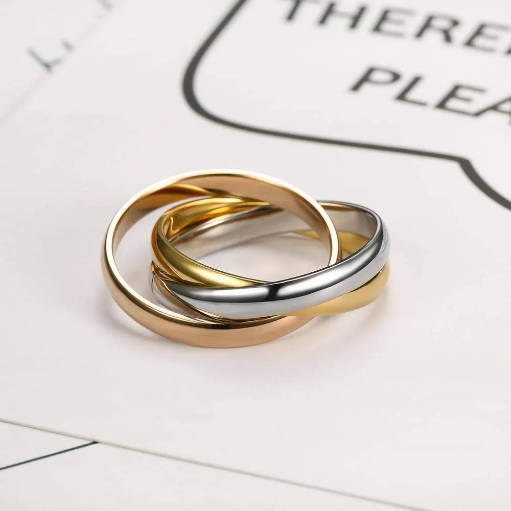 IMINI Anello intrecciato per ansia e agitazione per donna uomo Acciaio inossidabile Oro Siver Rose Tripla fila rotolante Dichiarazione ad incastro Anelli antistress Gioielli di promessa di moda (8) - immagine 7