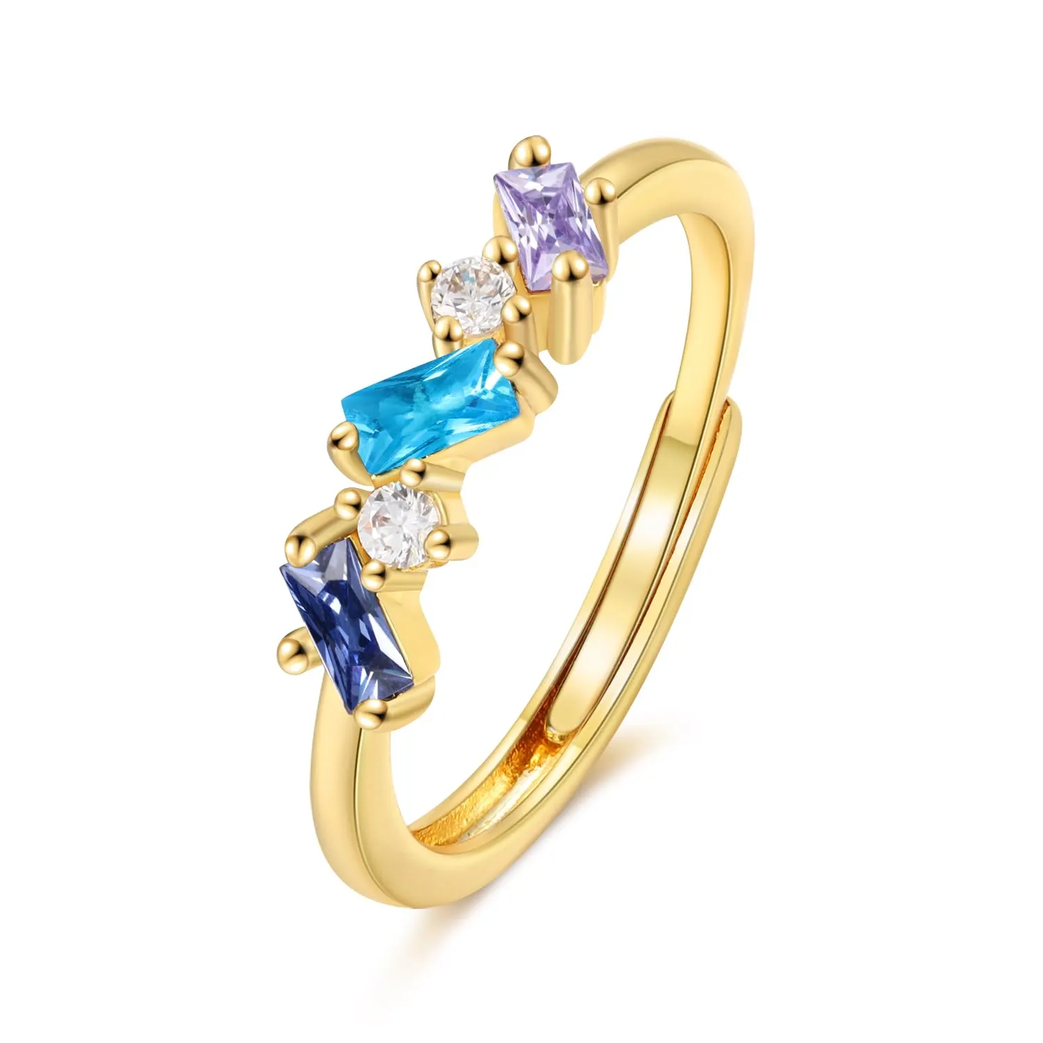 Presentimental Anello Personalizzato con Nomi e Pietre di Nascita Anello Aperto Regolabile Donna Regalo Mamma Moglie Fidanzata - immagine 1