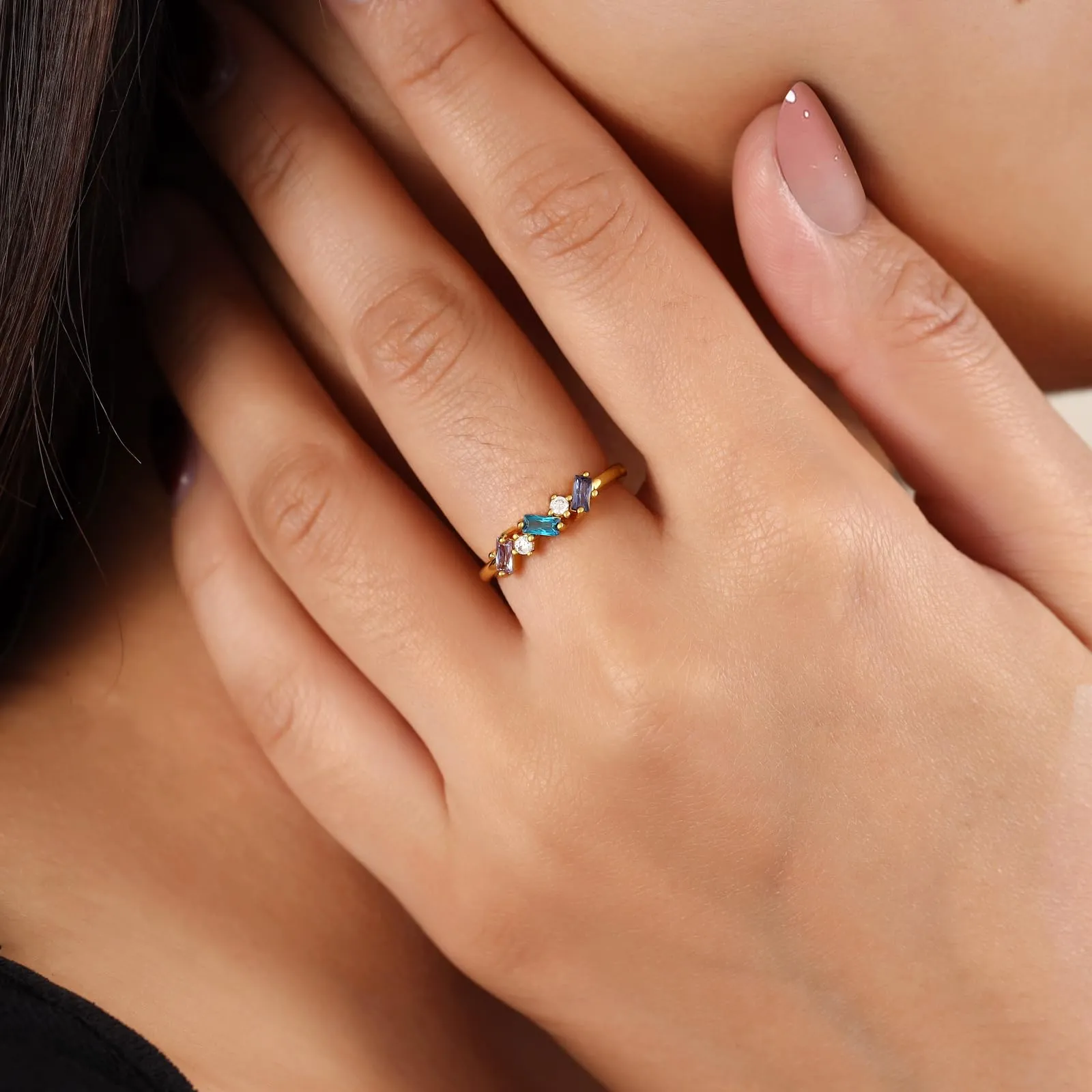 Presentimental Anello Personalizzato con Nomi e Pietre di Nascita Anello Aperto Regolabile Donna Regalo Mamma Moglie Fidanzata - immagine 5