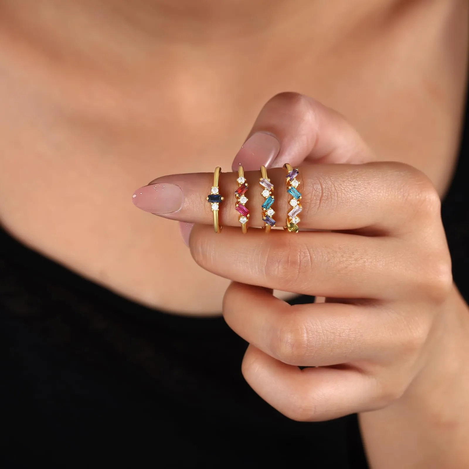 Presentimental Anello Personalizzato con Nomi e Pietre di Nascita Anello Aperto Regolabile Donna Regalo Mamma Moglie Fidanzata - immagine 6