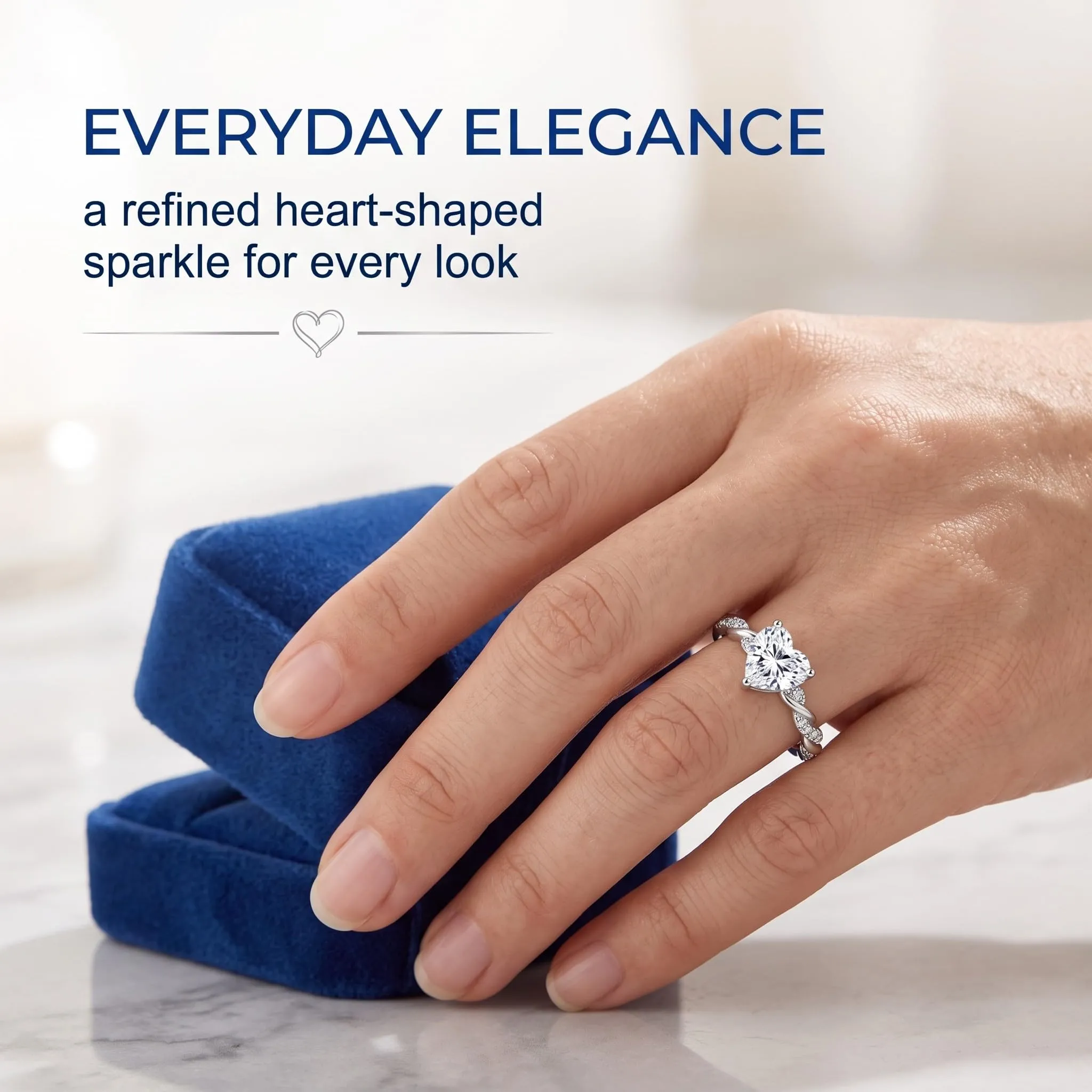 IXANVD 1 Pezzi Anello Argento Donna, Elegante Anello Regolabile Zirconia Cubica Amicizia Fidanzamento, Anello di Promessa Fedi Nuziali, Anelli Matrimonio, Anniversario Promessa Fedine Regali per Donna - immagine 2