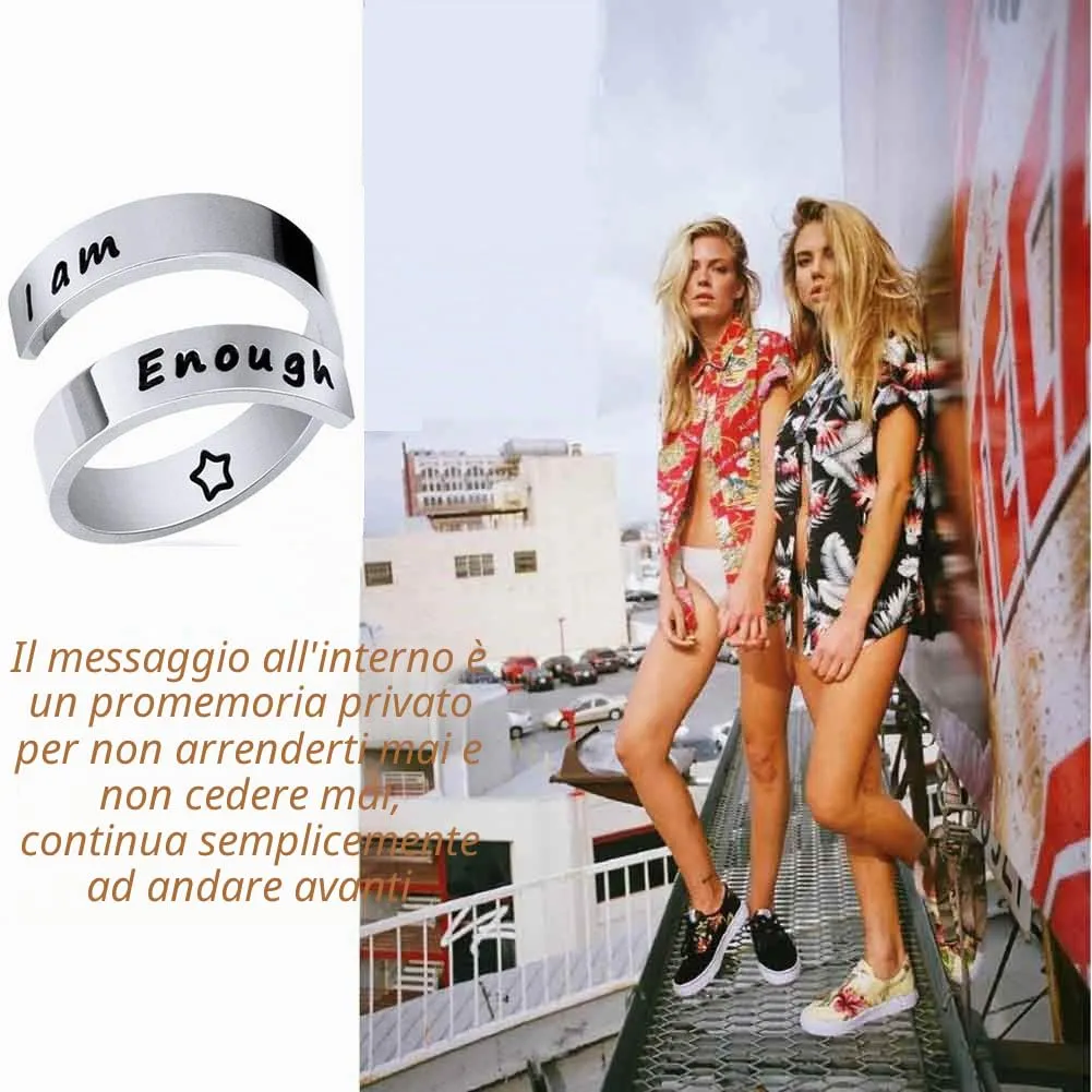 Kucheed Anelli Regolabili, Gioielli Ispirati All'anello Sono Abbastanza Inciso,Anello di Torsione a Spirale in Acciaio Inossidabile,Regali di Laurea di Compleanno per Ragazze Ragazzi Donne Uomini - immagine 2